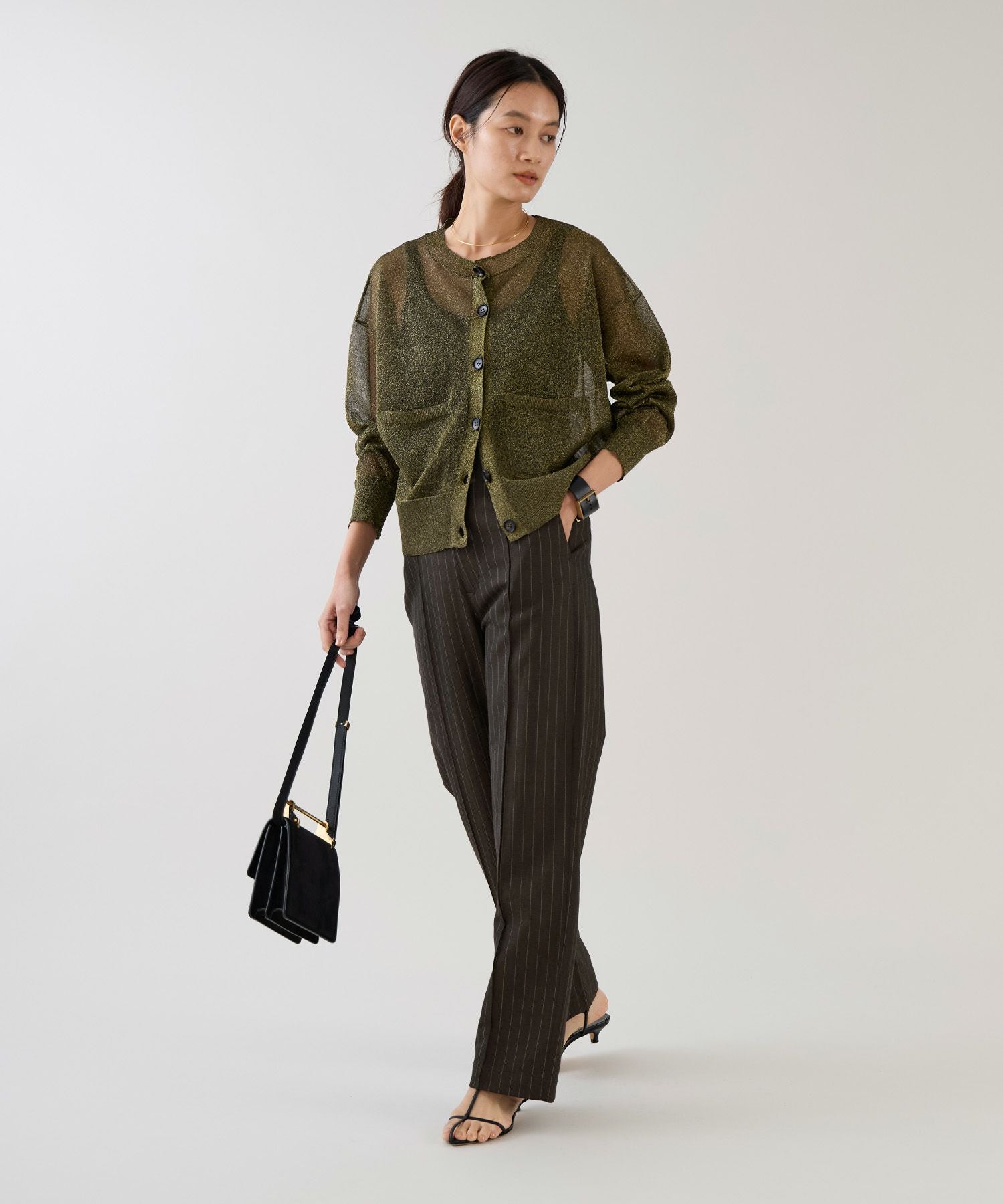 marmors】sheer lame crewneck cardigan | MICA&DEAL ONLINE STORE