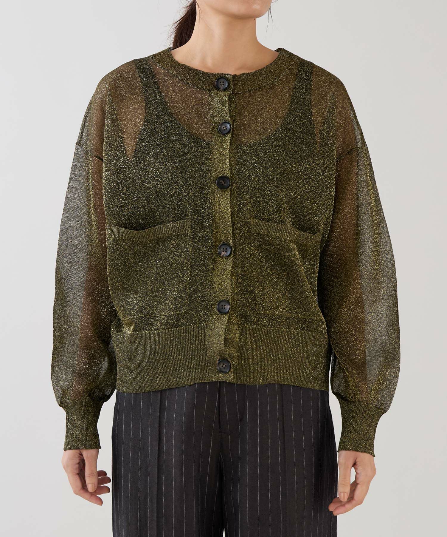 marmors】sheer lame crewneck cardigan | MICA&DEAL ONLINE STORE