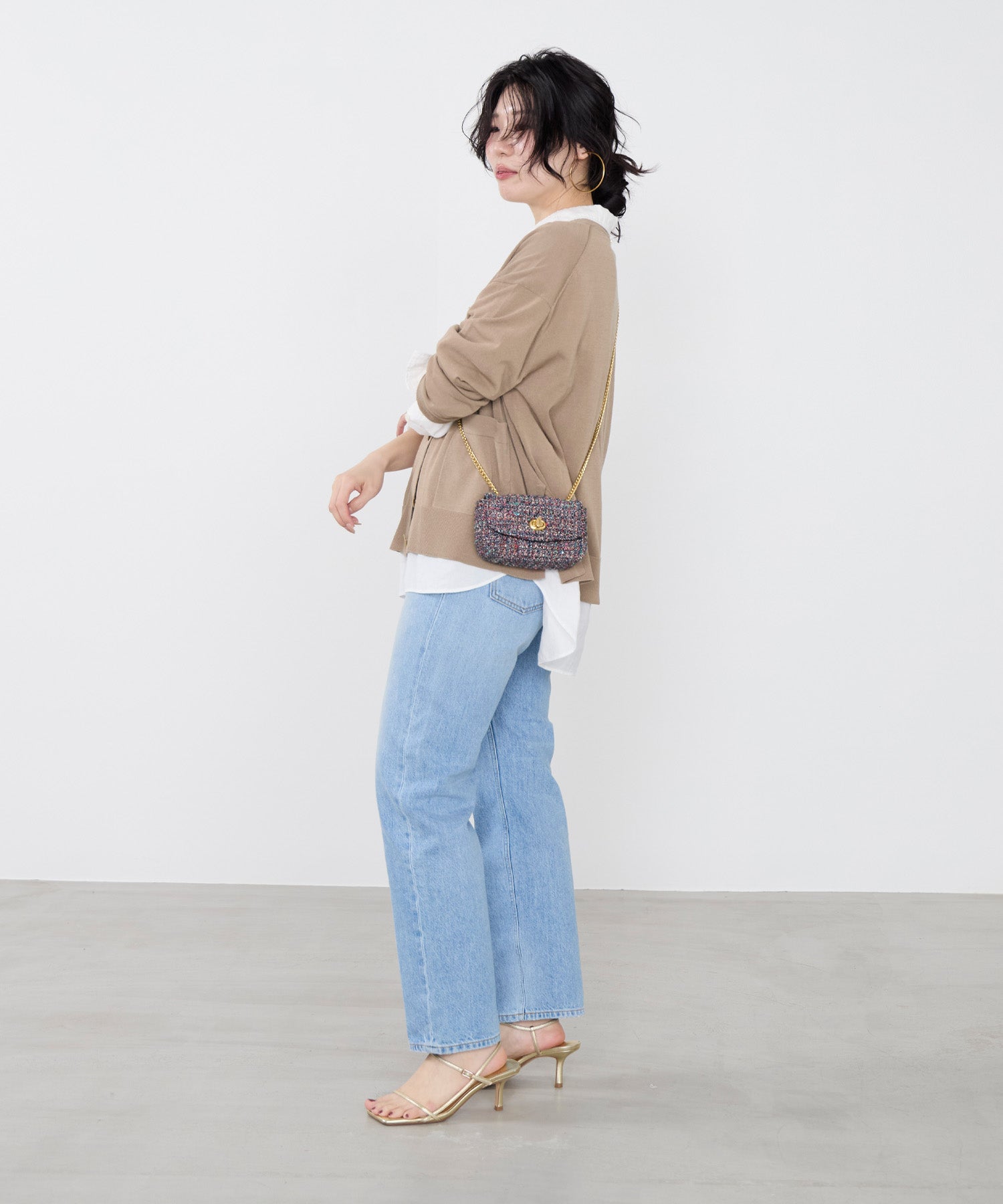 Vネックハイツイストセミシアーカーディガン | MICA&DEAL ONLINE STORE