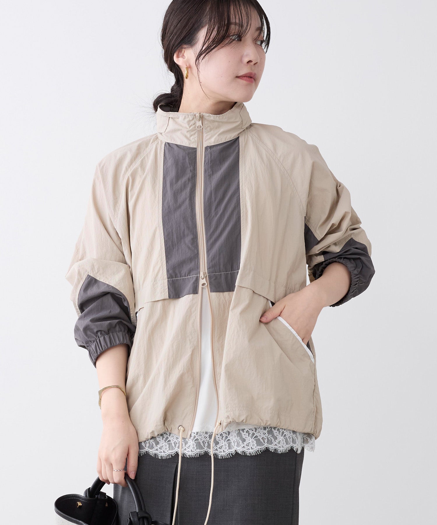 ♥️新品タグ付き♥️MICALLE MICALLE 2way配色ロングブルゾン ♥️新品タグ付き♥️MICALLE MICALLE 2way配色ロングブルゾン 【公式