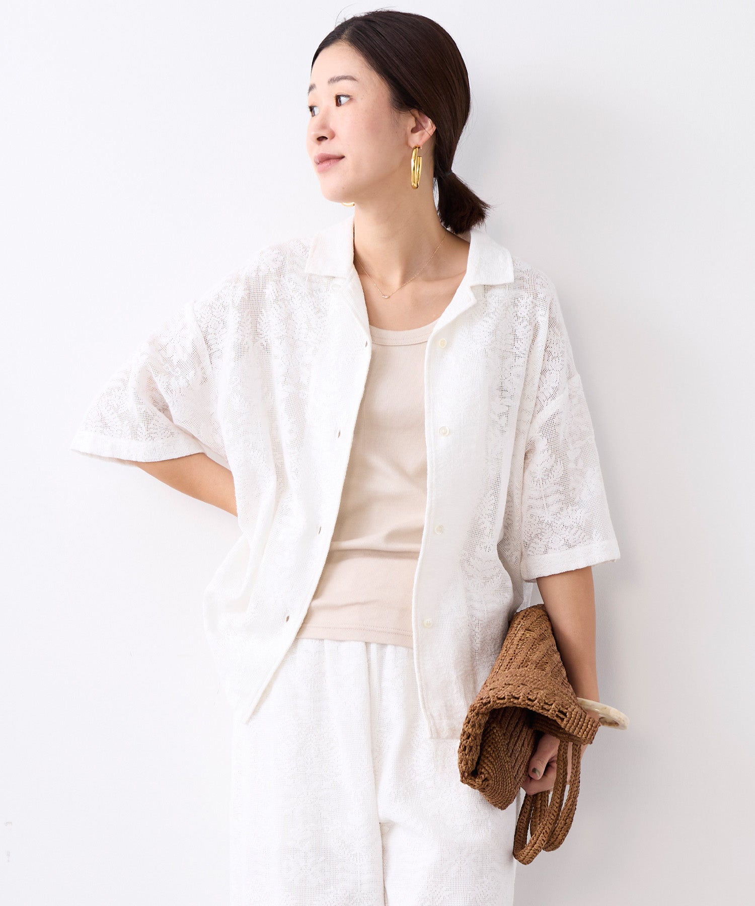 TIME SALE 40%off]インドレースオープンカラーシャツ | MICA&DEAL