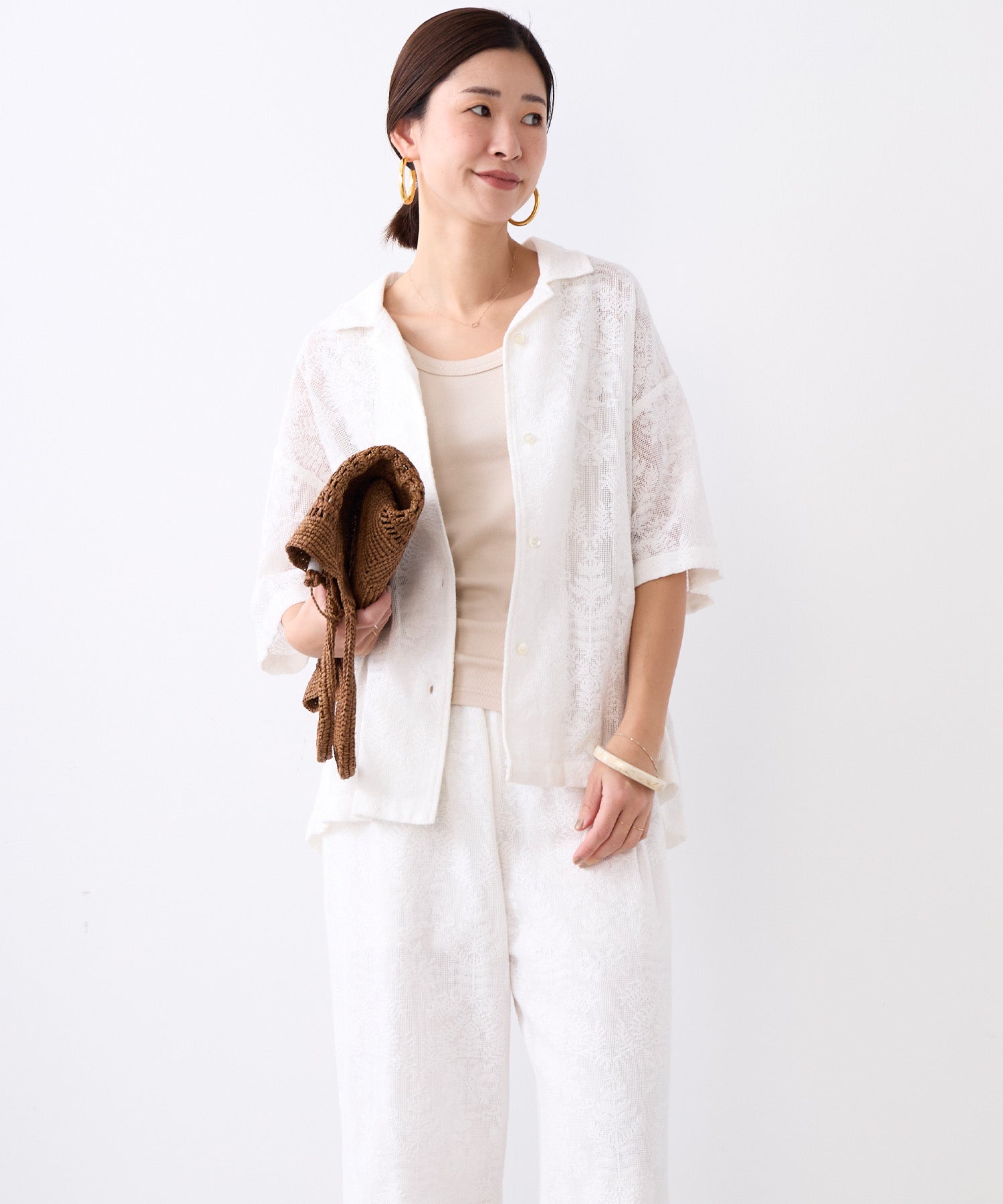 【未使用】MAHAL 定価2.8万 半袖シャツ インド綿 レース 2025SS 30%off]インドレースオープンカラーシャツ | MICA&DEAL ONLINE STORE