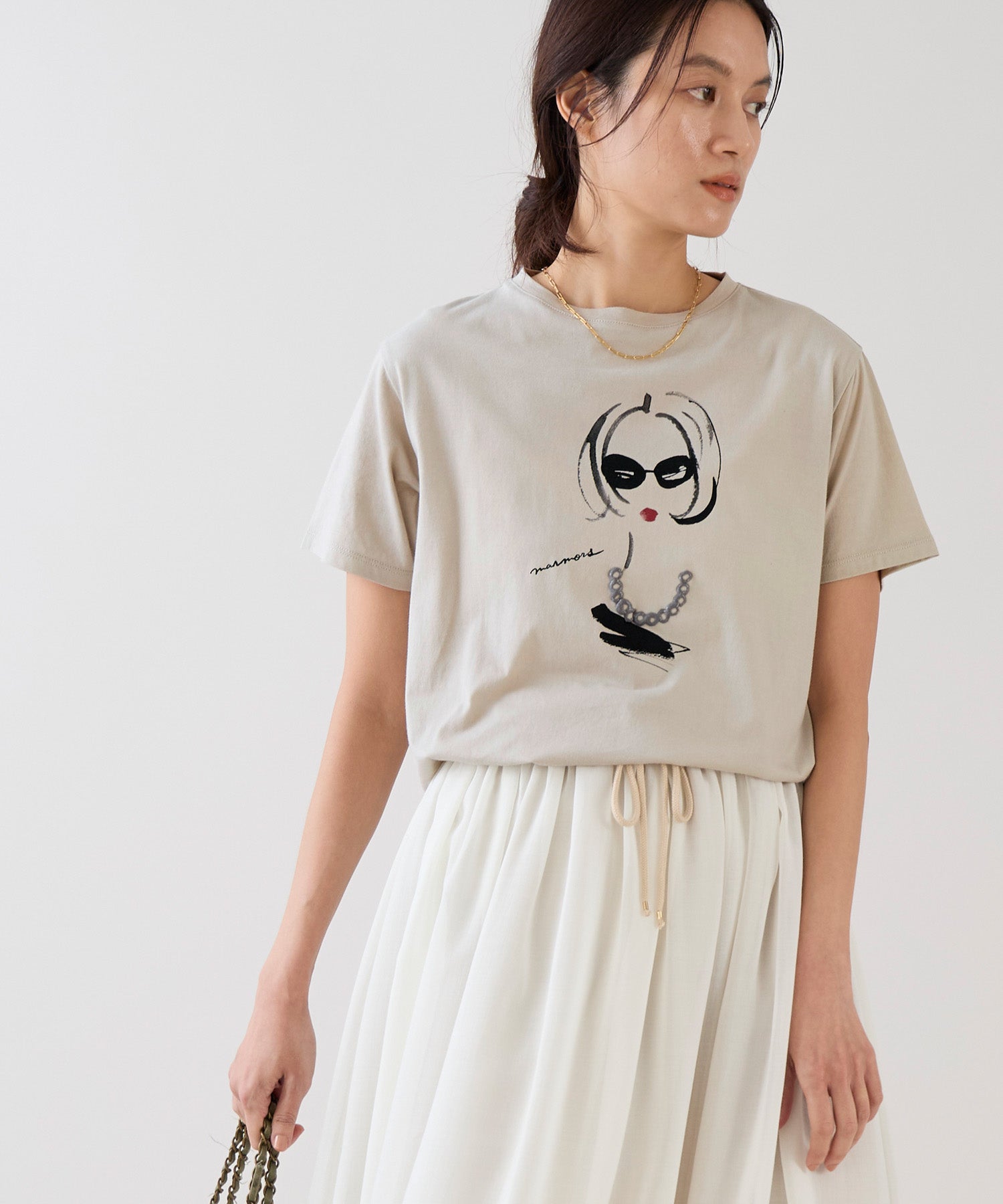 激レア【minamo】MARKLESS STYLE XL Tシャツ 新品 marmors】necklace illustration T-shirt | MICA&DEAL ONLINE STORE