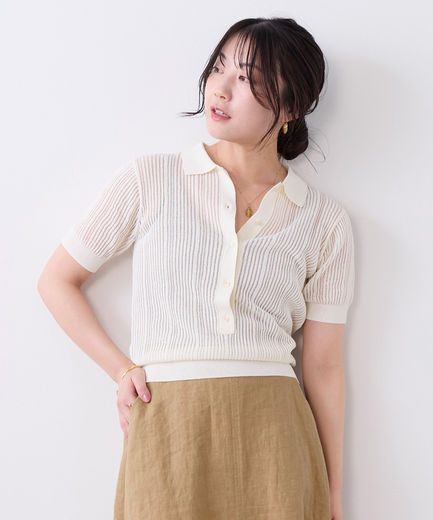 透かし柄ポロニット | MICA&DEAL ONLINE STORE