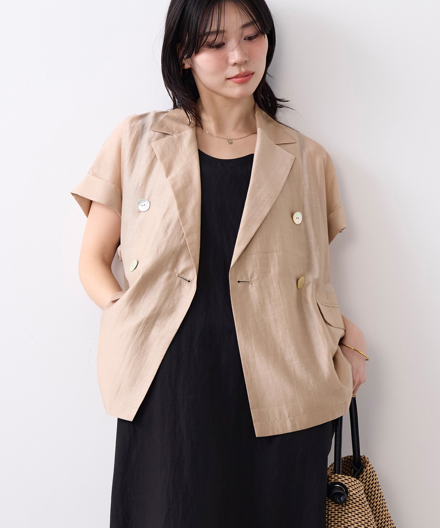 美品✨MICA&DEAL シアーライトジャケット リネン ダブルボタン カーキ シアージャケット | MICA&DEAL ONLINE STORE