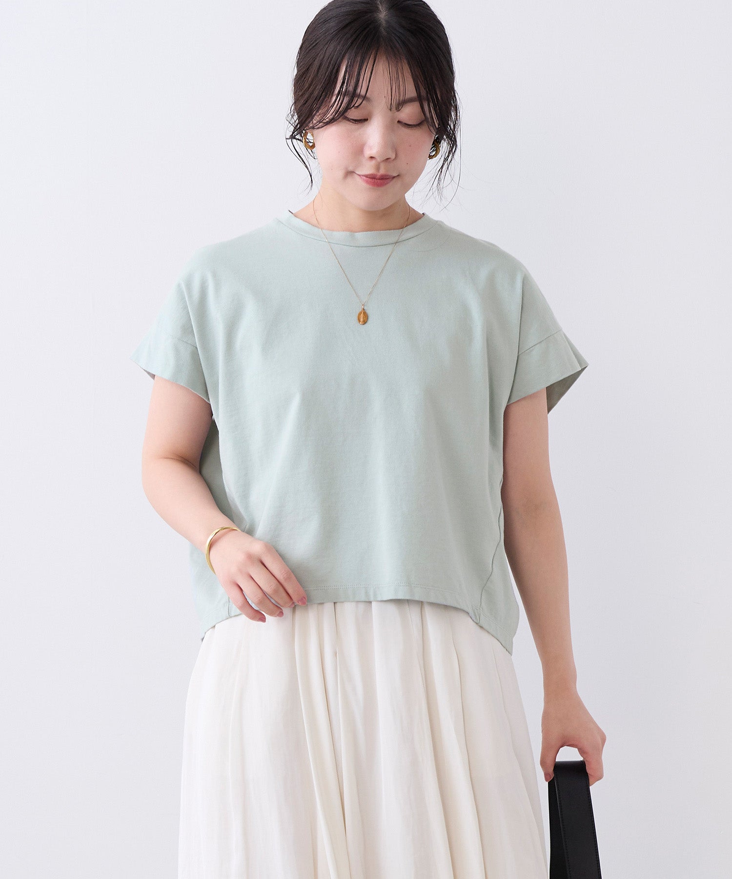 接触冷感/汗じみ防止-クルーネックワイドスリーブT-shirt | MICA&DEAL