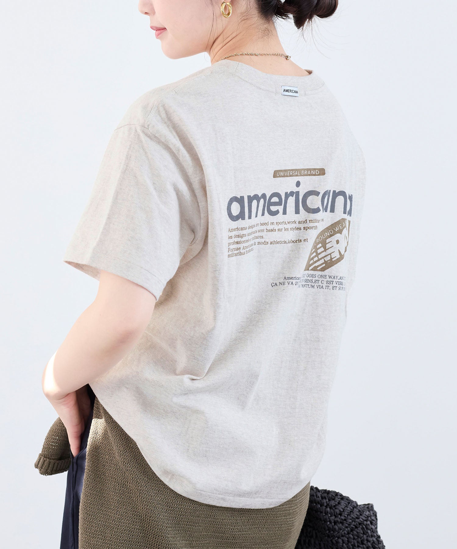 AMERICANA】ラフィー丸胴ロゴプリントT-shirt | MICA&DEAL ONLINE STORE
