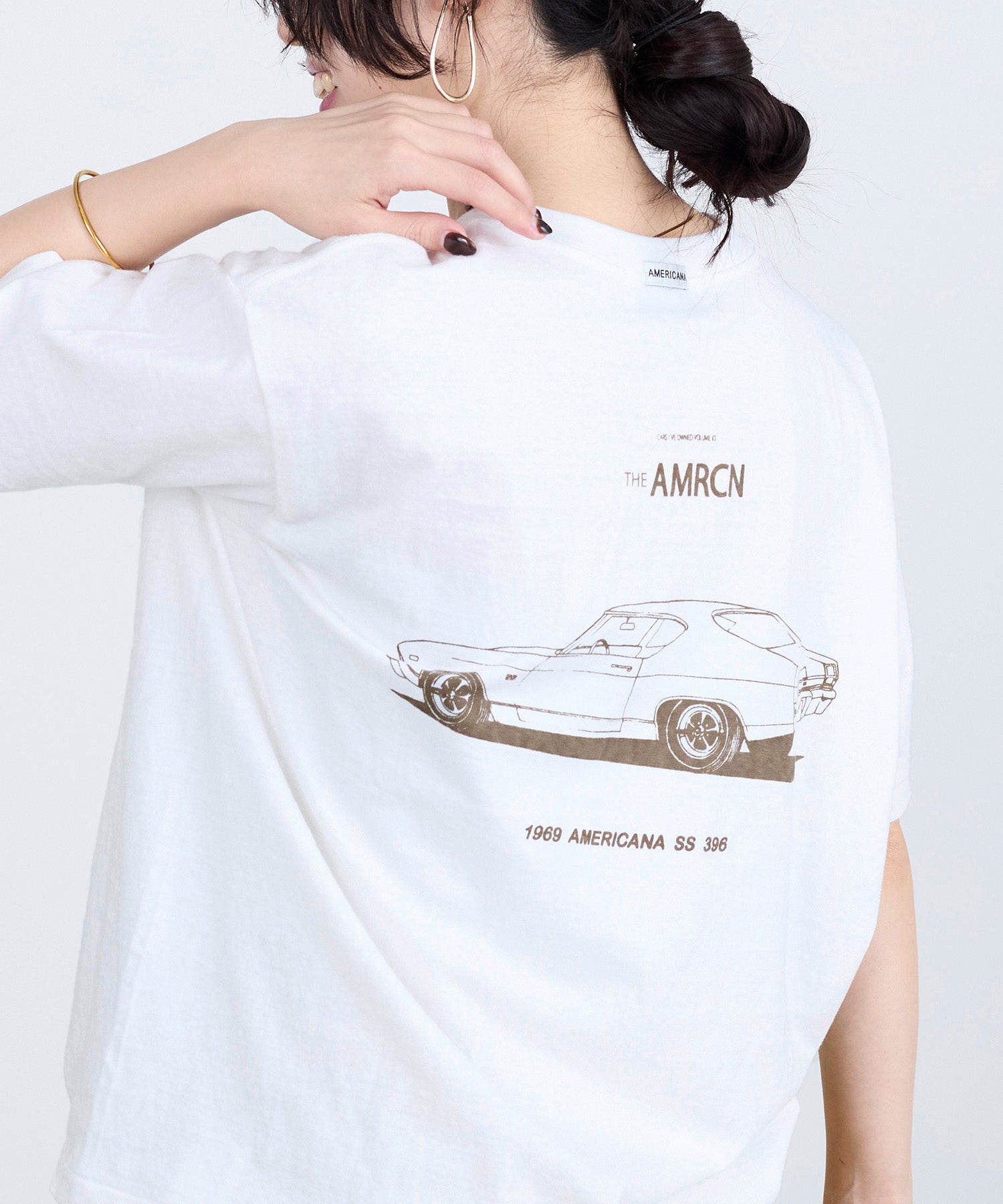 TIME SALE 30%off]【AMERICANA】別注-ラフィー丸胴 CARロゴプリントT