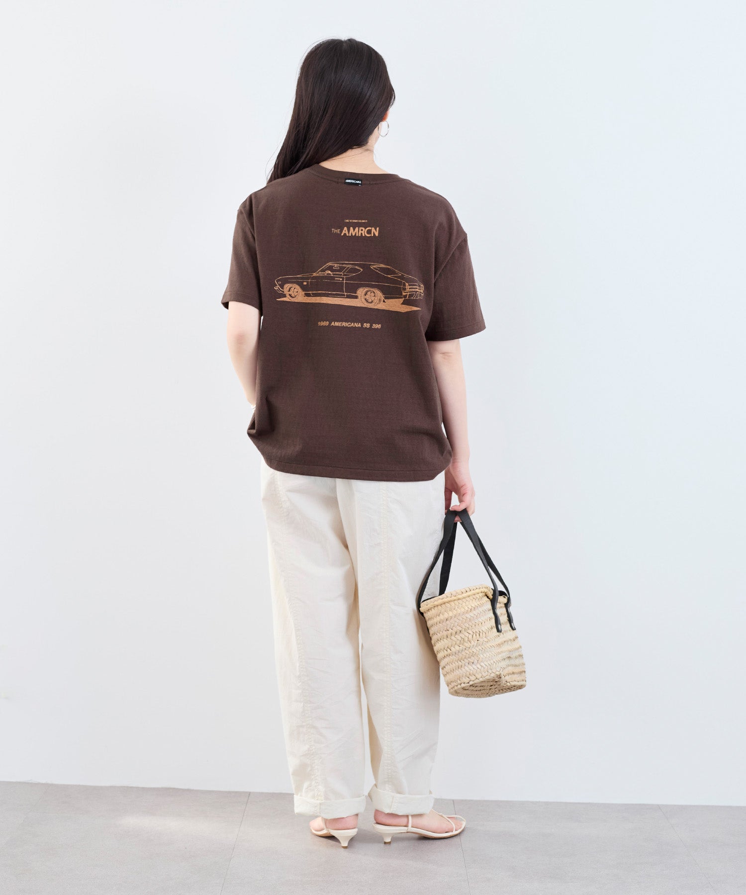 TIME SALE 30%off]【AMERICANA】別注-ラフィー丸胴 CARロゴプリントT