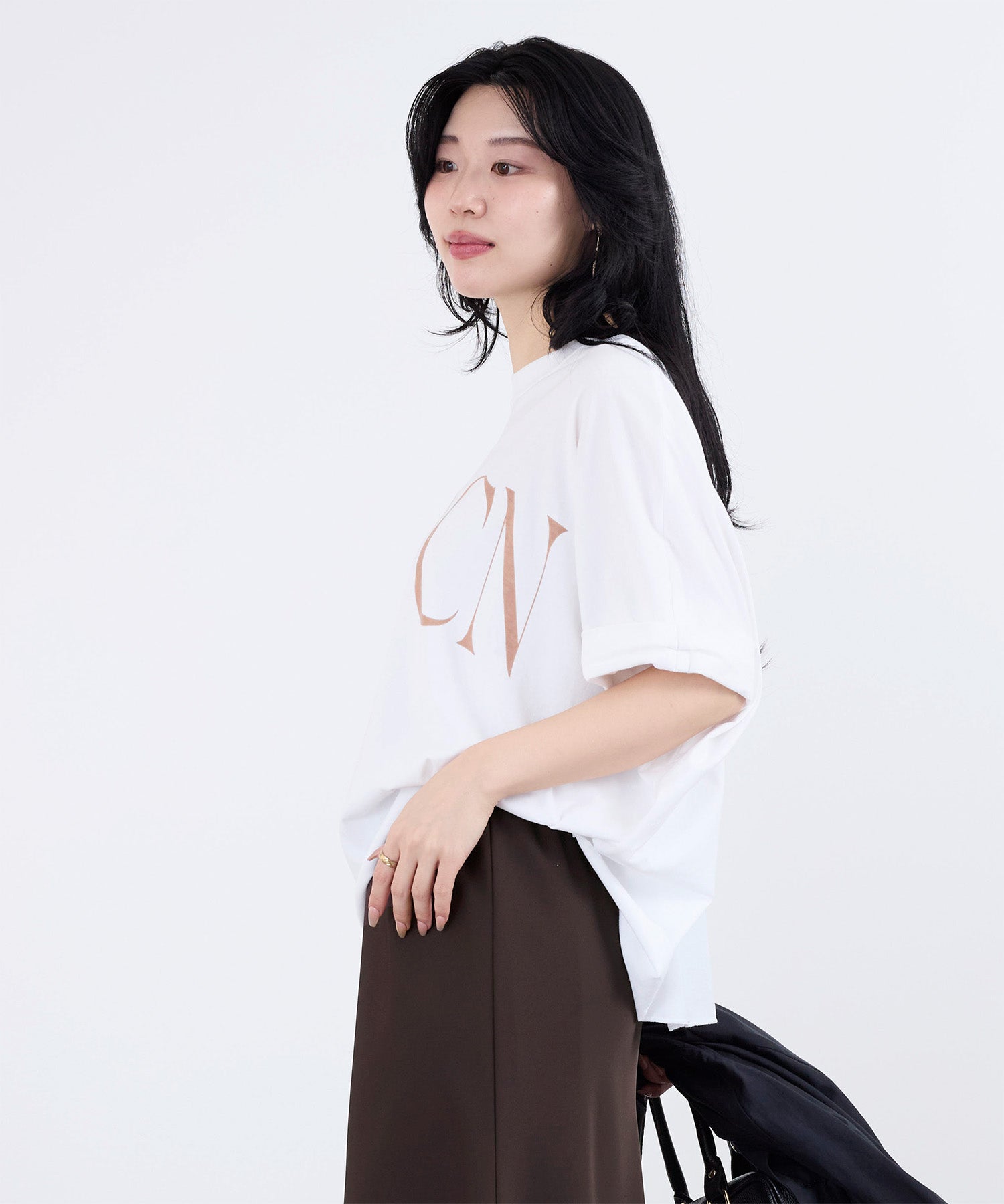 AMERICANA】クロップドワイドロールアップロゴT-shirt | MICA&DEAL