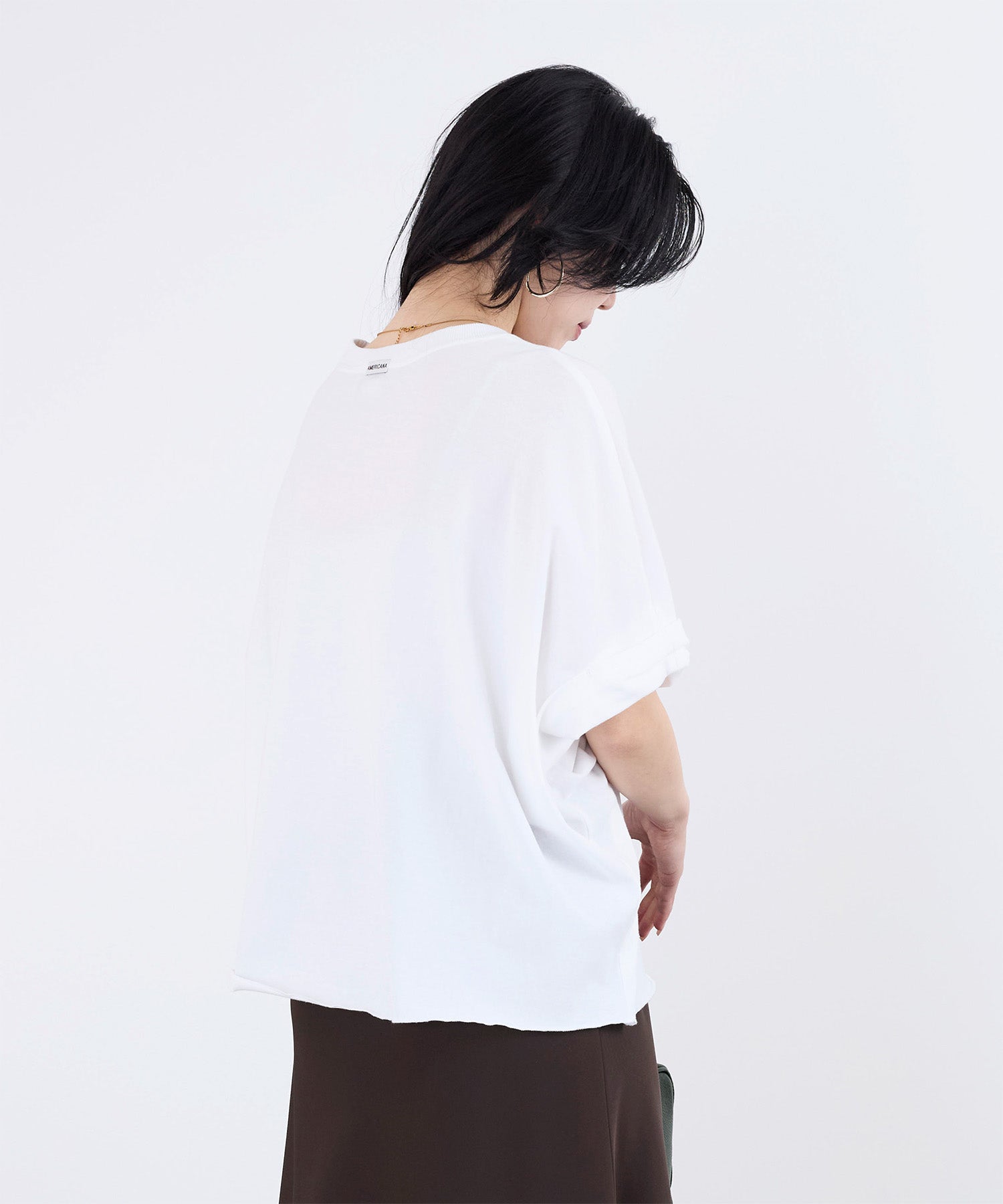 AMERICANA】クロップドワイドロールアップロゴT-shirt | MICA&DEAL