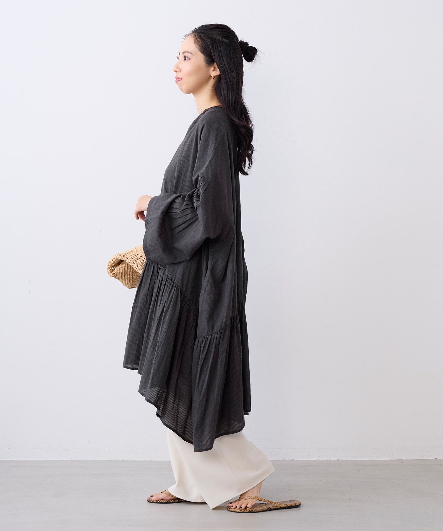 normment】ストライプフレアチュニック-STRIPE JQD FLARE TUNIC