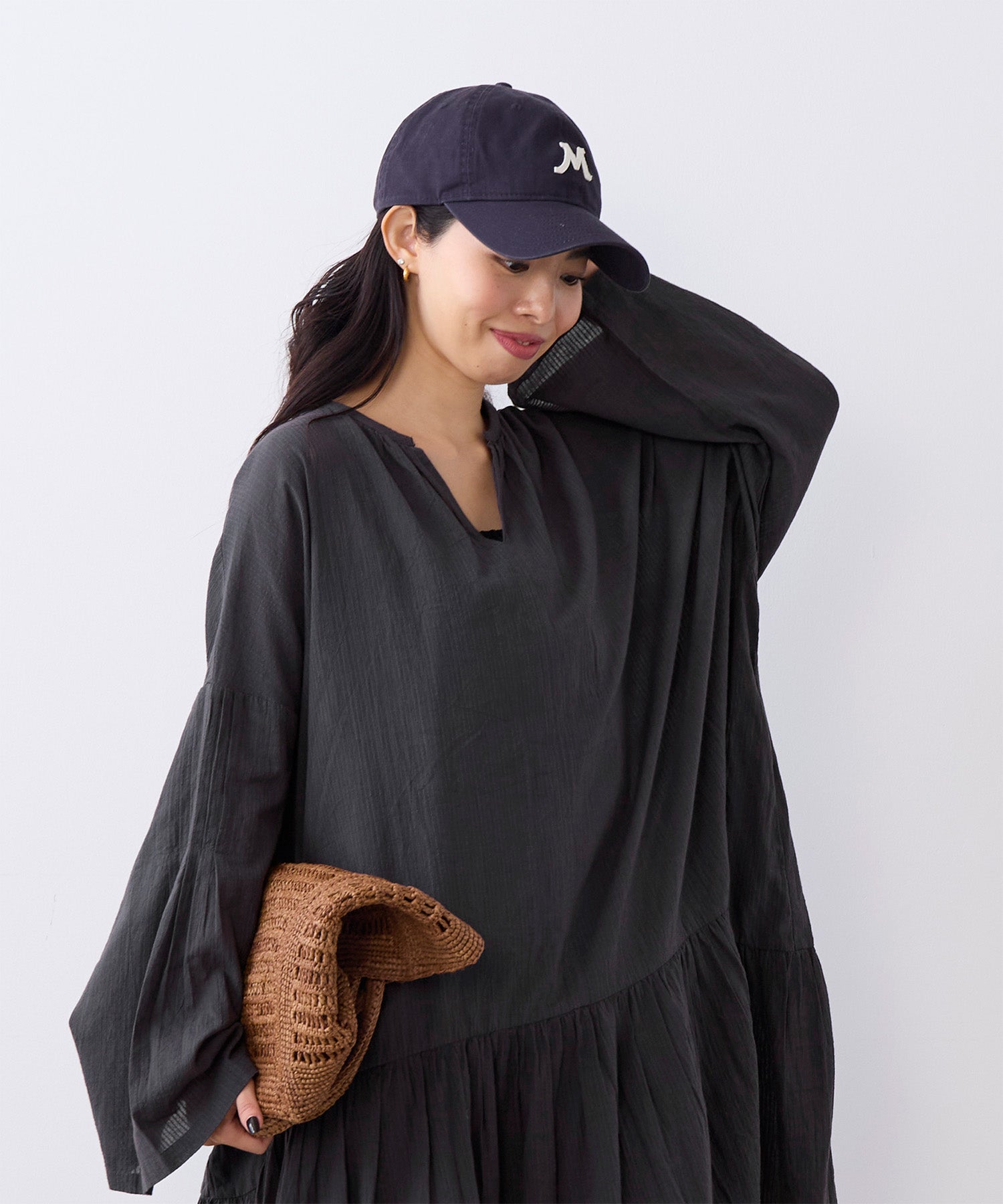 normment】ストライプフレアチュニック-STRIPE JQD FLARE TUNIC