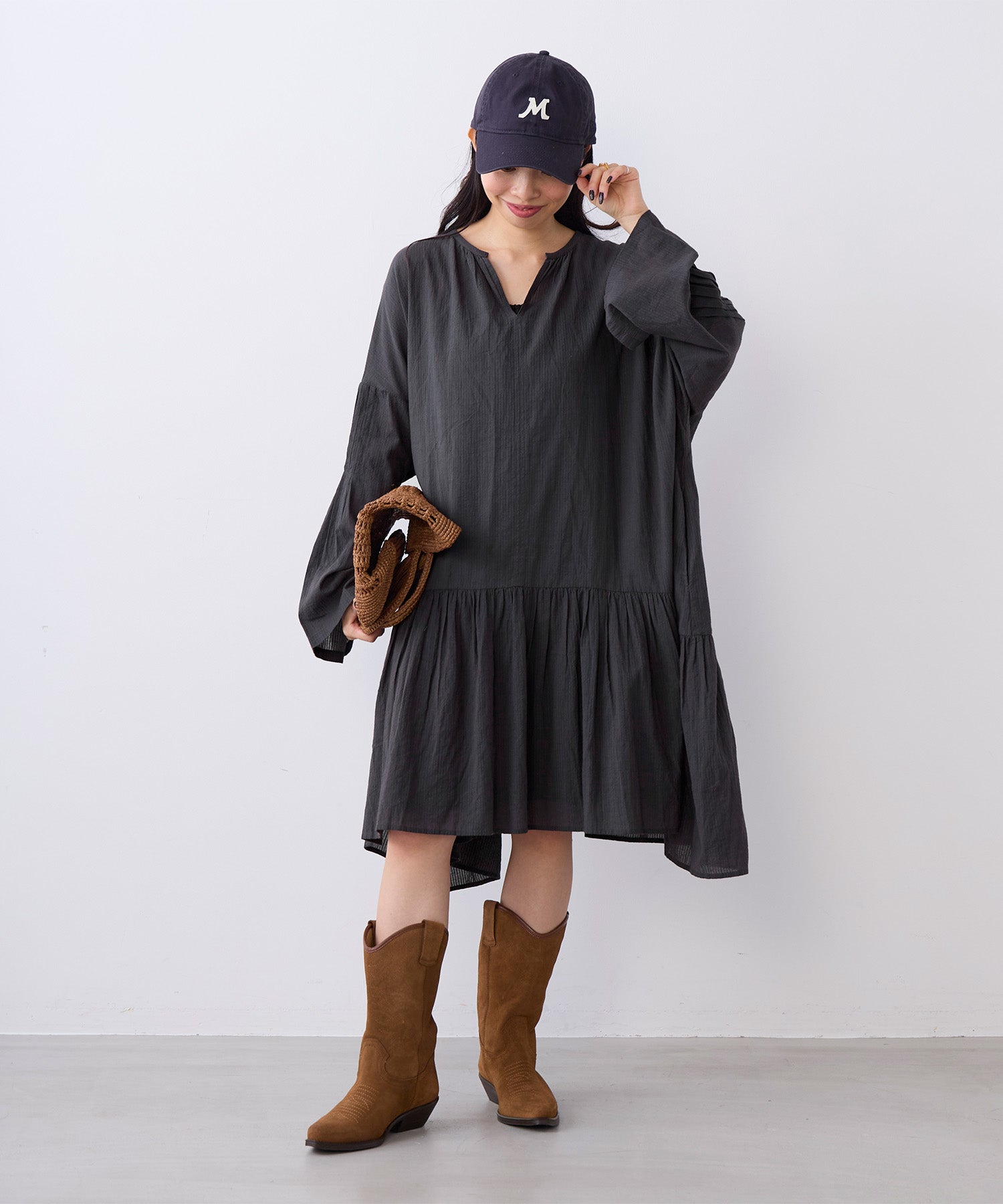 normment】ストライプフレアチュニック-STRIPE JQD FLARE TUNIC