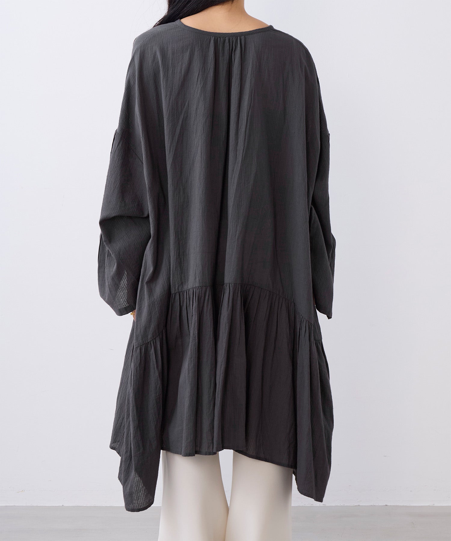 【Qreal】201-009 デザインワイド七分袖チュニック 七分袖チュニック カシミール ピンク/ブラック - 山本仁商店オンライン