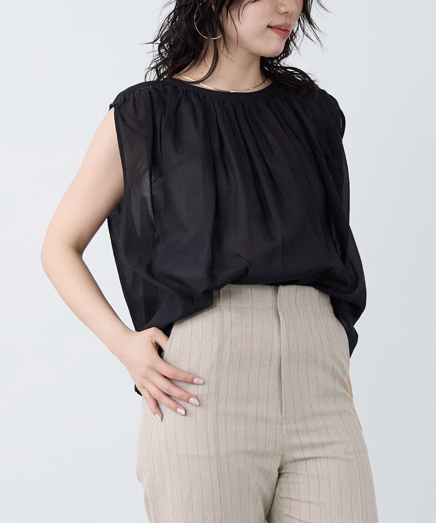 30%off]【normment】ギャザーブラウス-COTTON RAYONGATHER TOPS