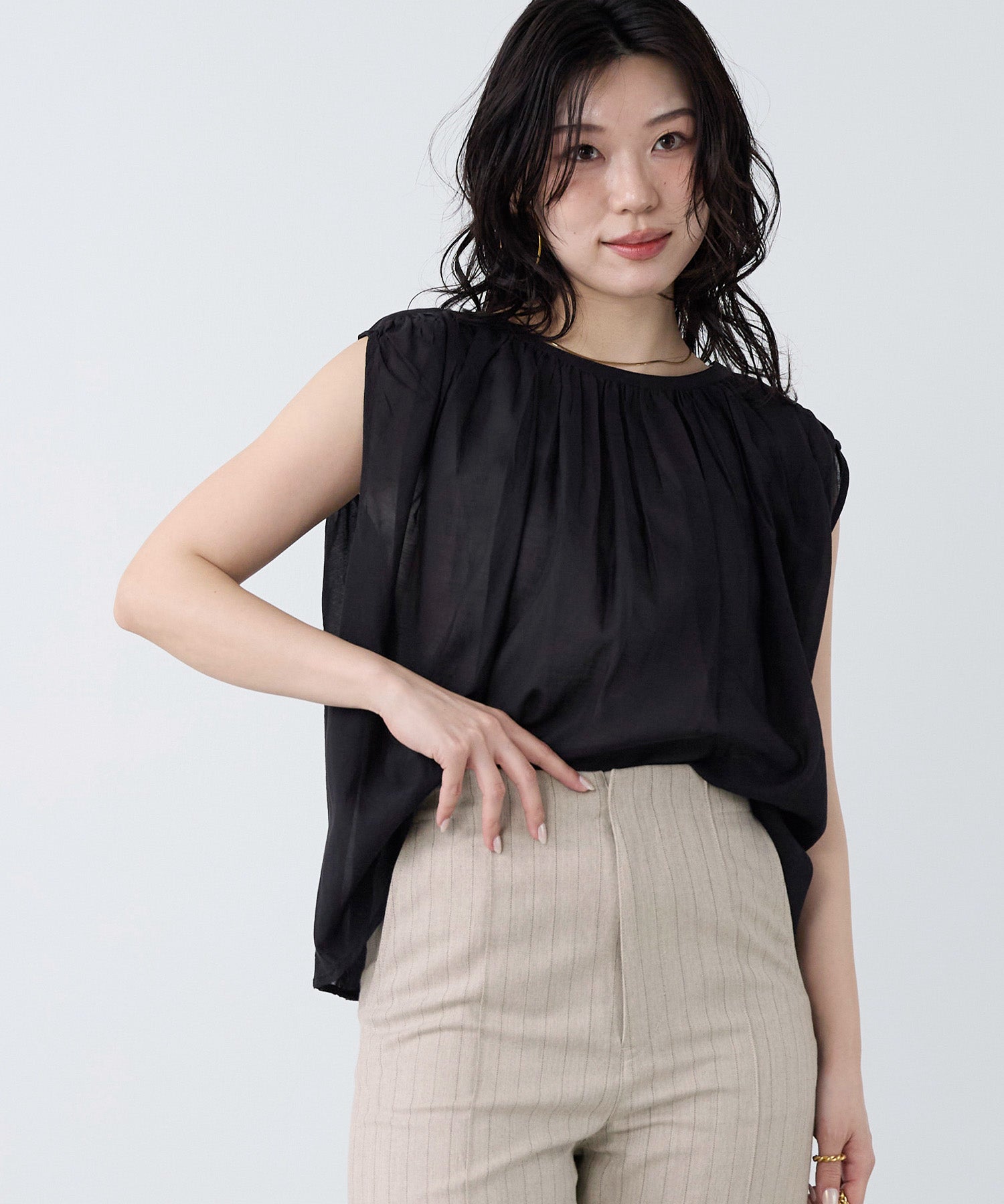normment】ギャザーブラウス-COTTON RAYONGATHER TOPS | MICA&DEAL