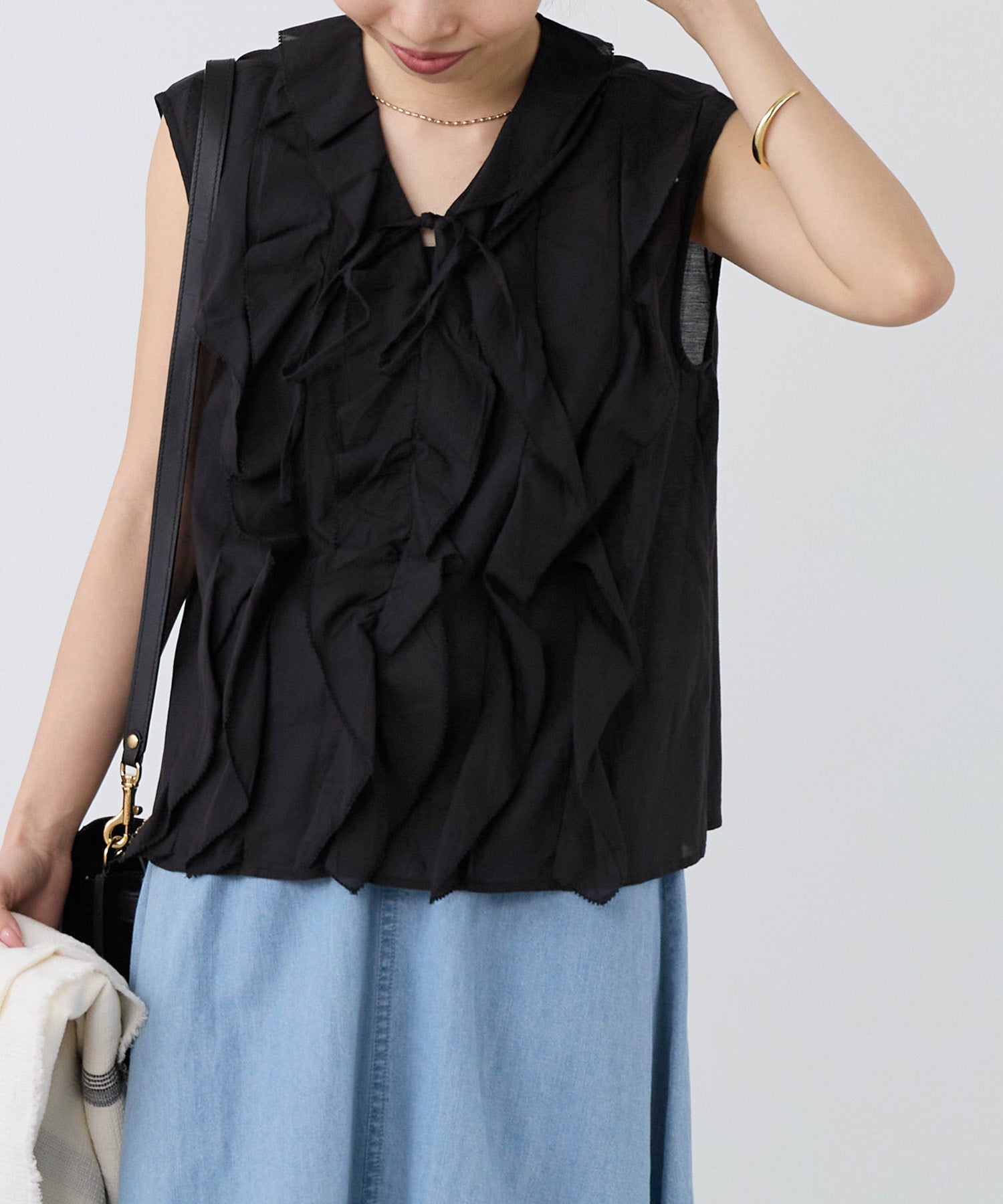 30%off]【normment】フリルブラウス-COTTON RAYON FRILL BL