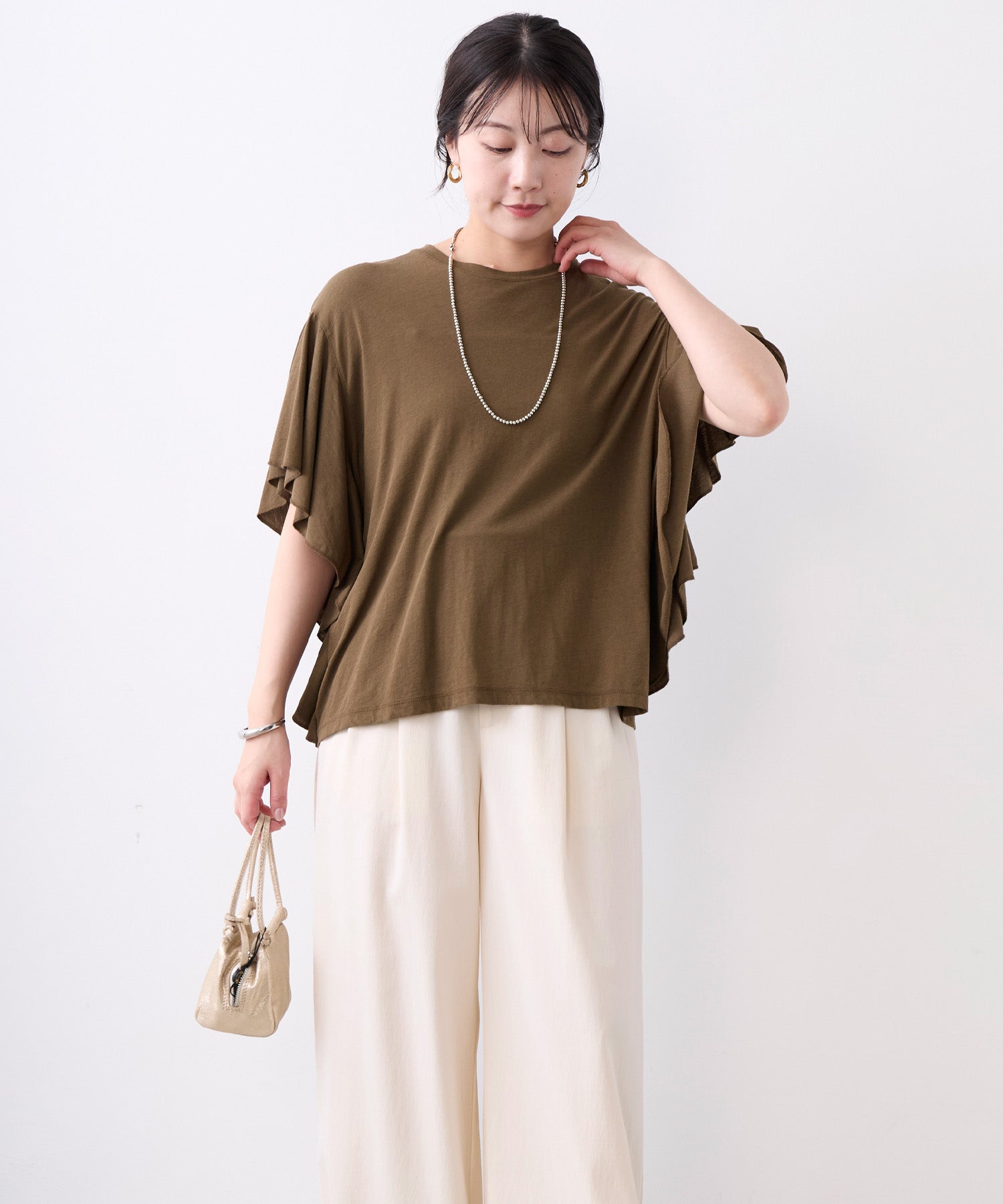接触冷感-フリルスリーブT-shirt | MICA&DEAL ONLINE STORE