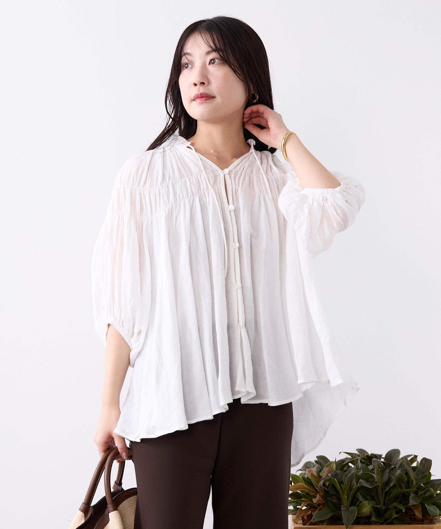 40%off]インドリネンシャーリングブラウス | MICA&DEAL ONLINE STORE