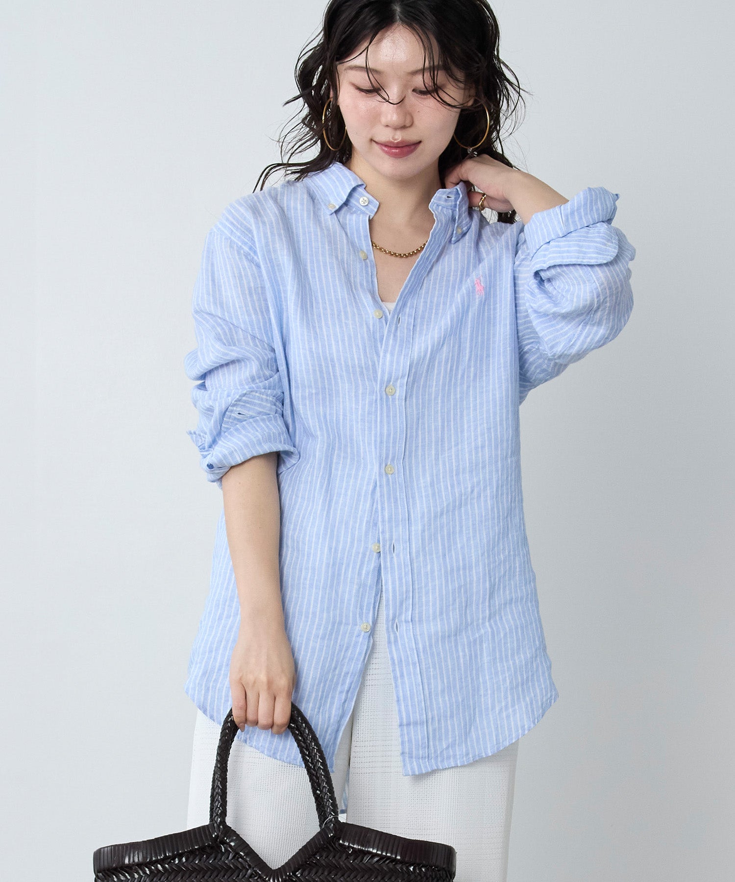POLO RALPH LAUREN】カスタムフィットリネンボタンダウンシャツ