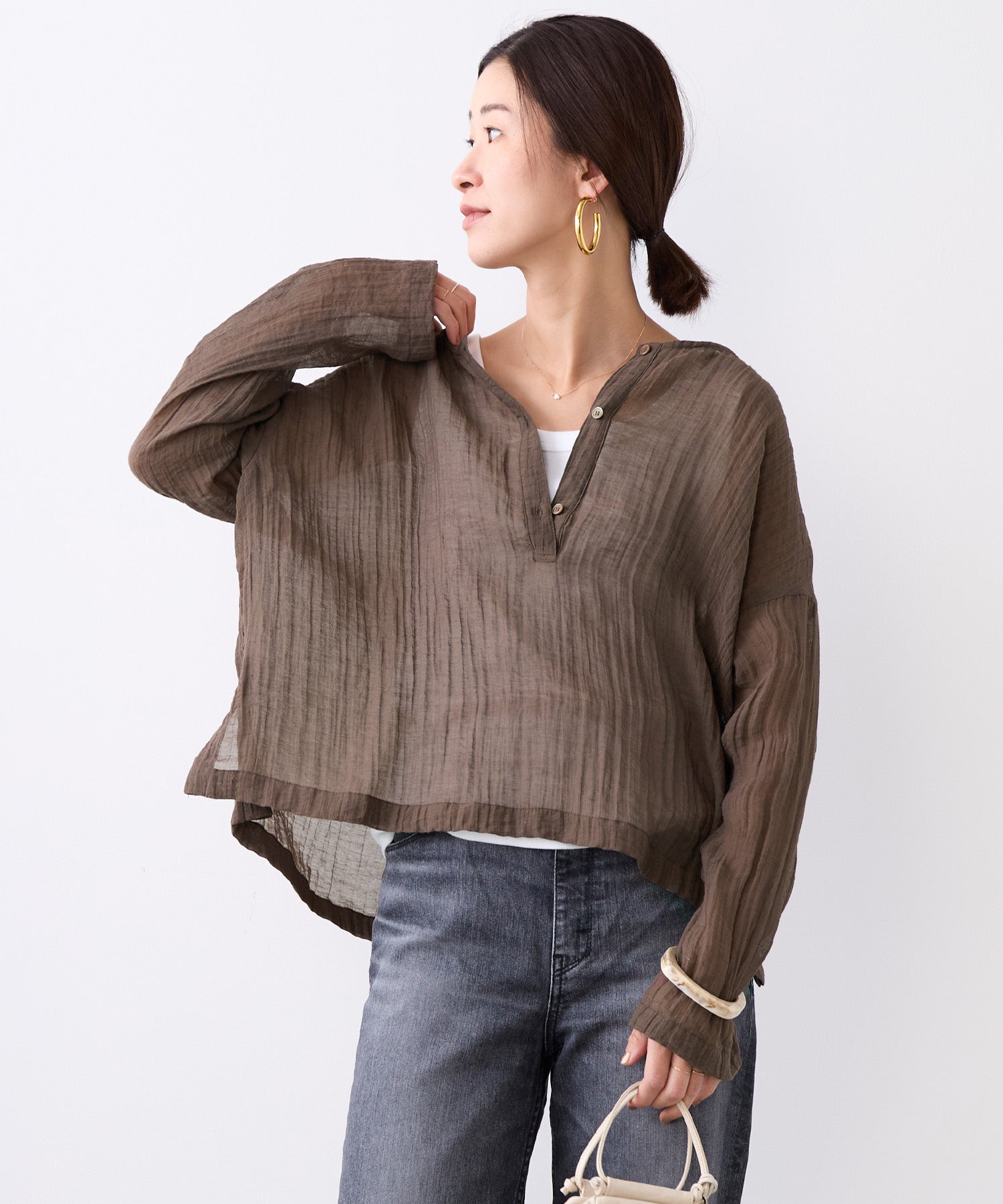 20%off]ヘンリーネックシアーブラウス | MICA&DEAL ONLINE STORE