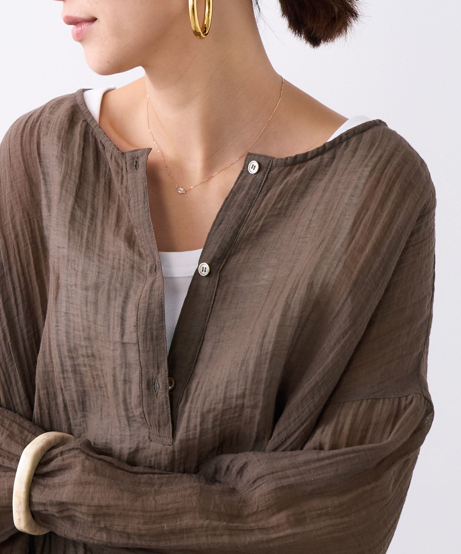 20%off]ヘンリーネックシアーブラウス | MICA&DEAL ONLINE STORE