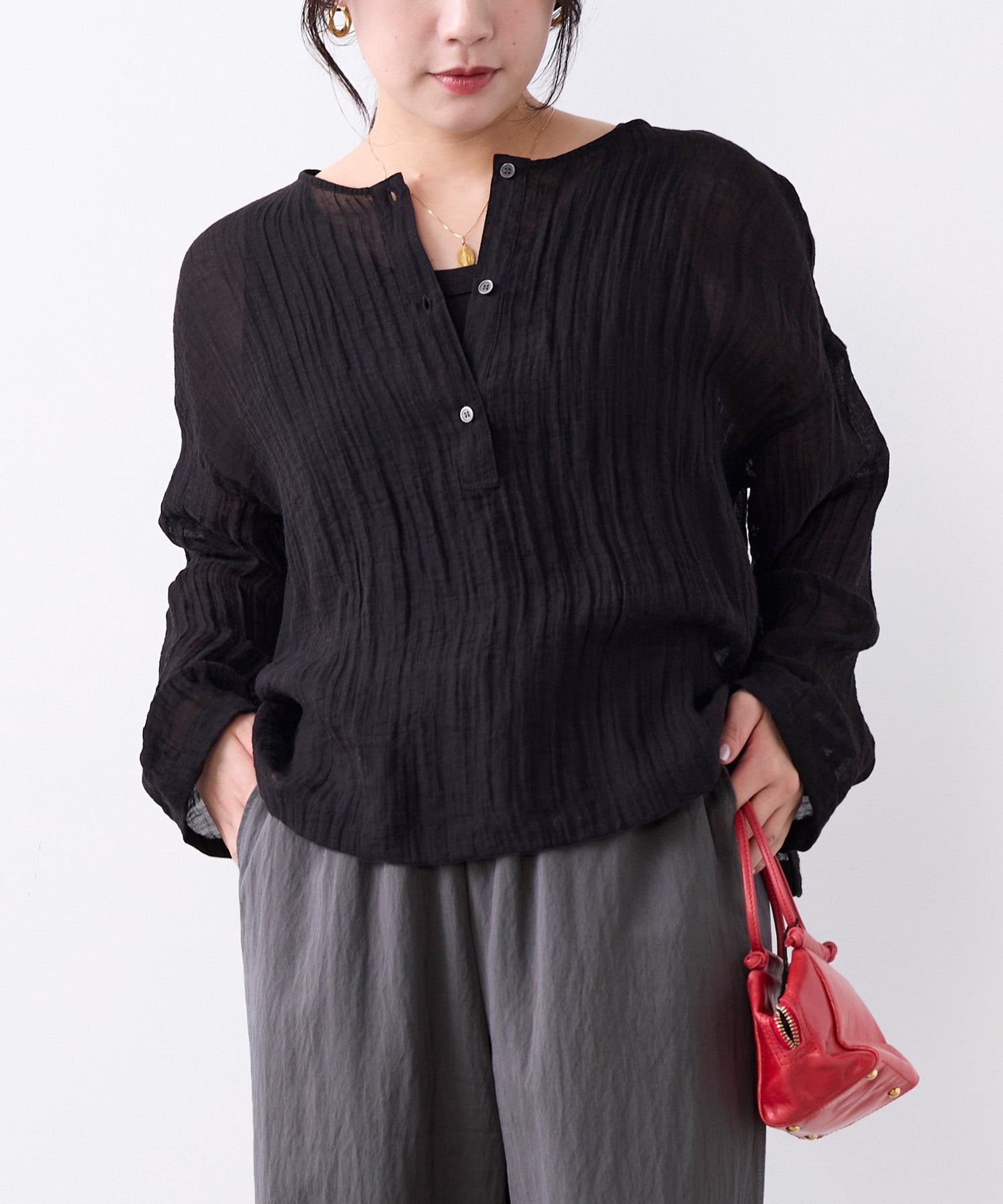 20%off]ヘンリーネックシアーブラウス | MICA&DEAL ONLINE STORE