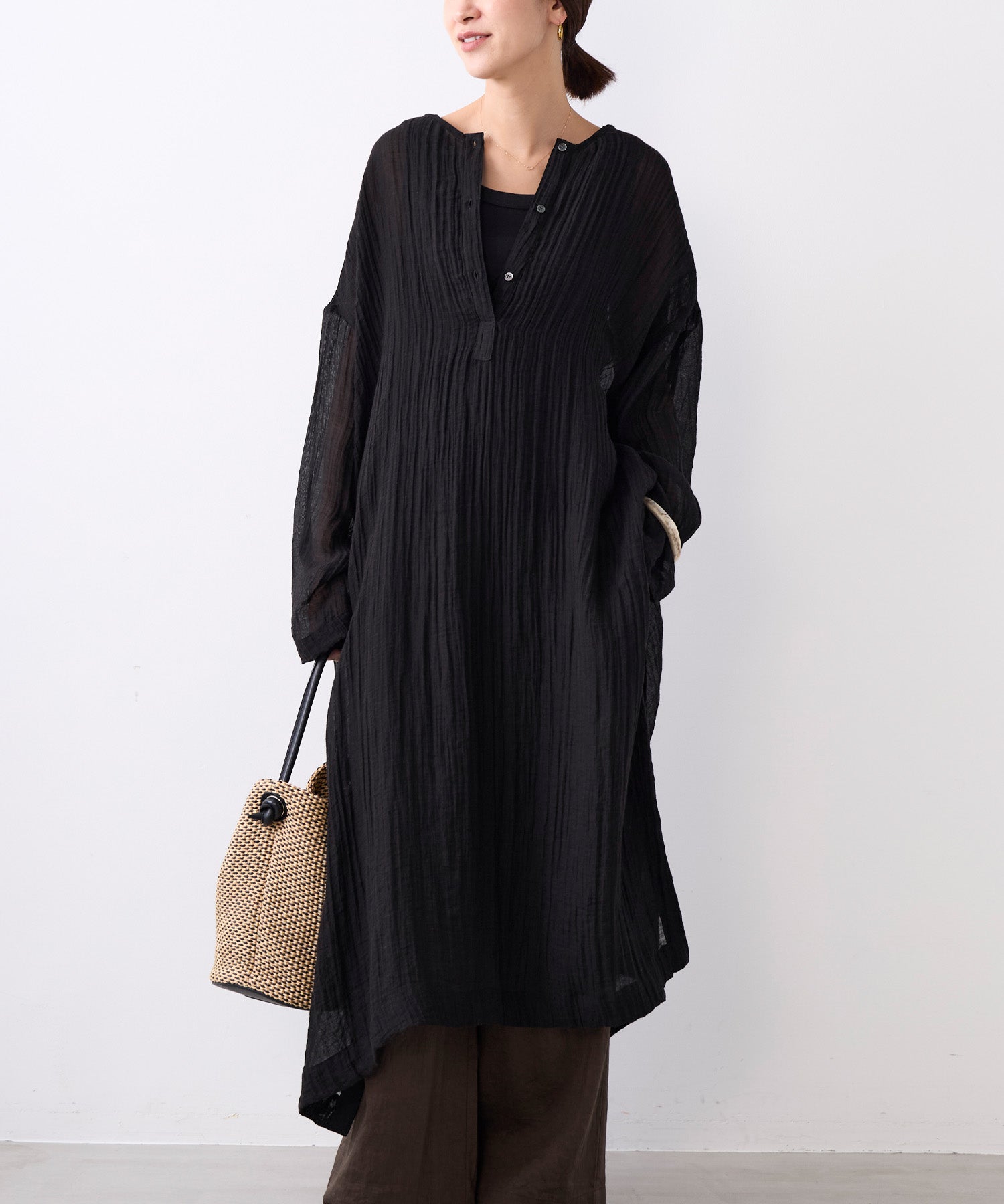 黒単ブラックオーバー　微高レート　パーツ付き ヘンリーネックシアーワンピース | MICA&DEAL ONLINE STORE