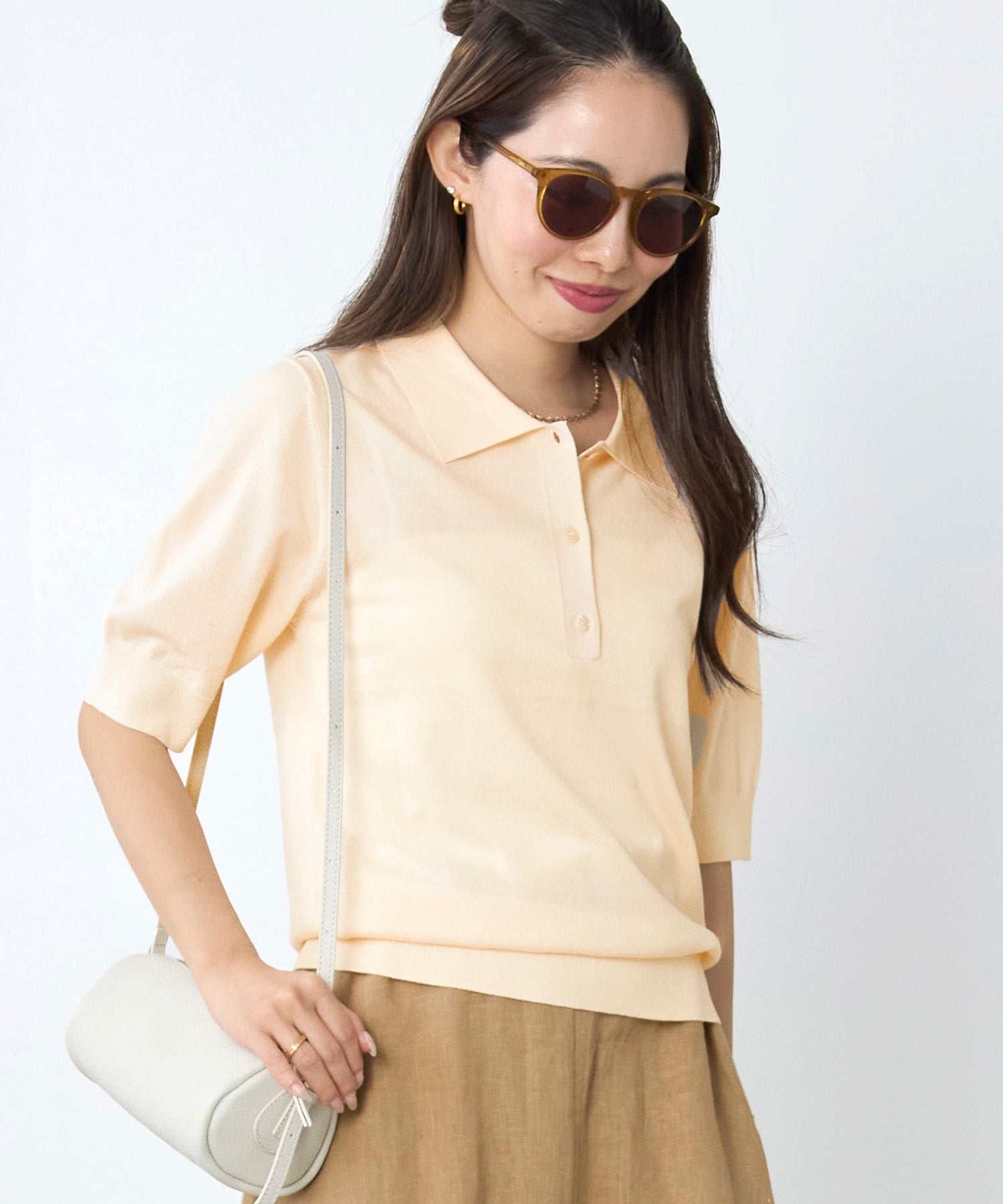 マフィン　HERMES ベージュ ニットポロシャツ 接触冷感/吸水速乾-サマーポロニット | MICA&DEAL ONLINE STORE