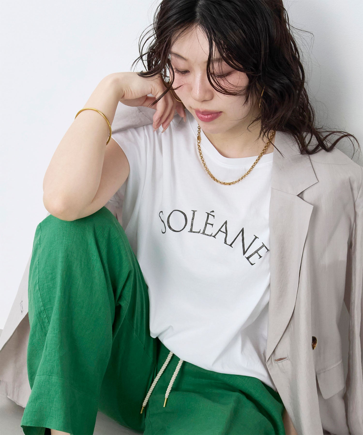 ラメロゴプリントターンバックスリーブT-shirt | MICA&DEAL ONLINE STORE
