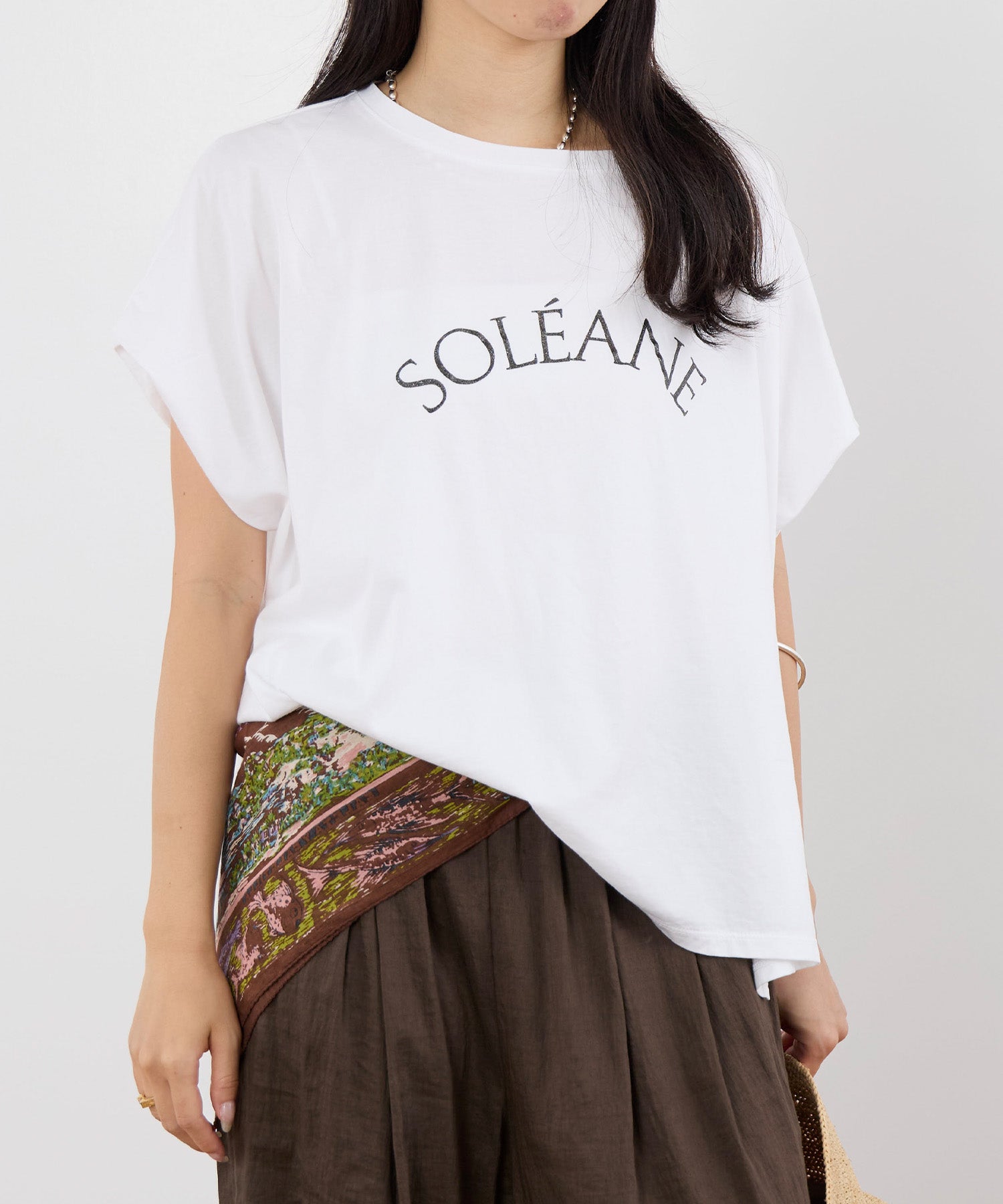 TIME SALE 30%off]ラメロゴプリントターンバックスリーブT-shirt