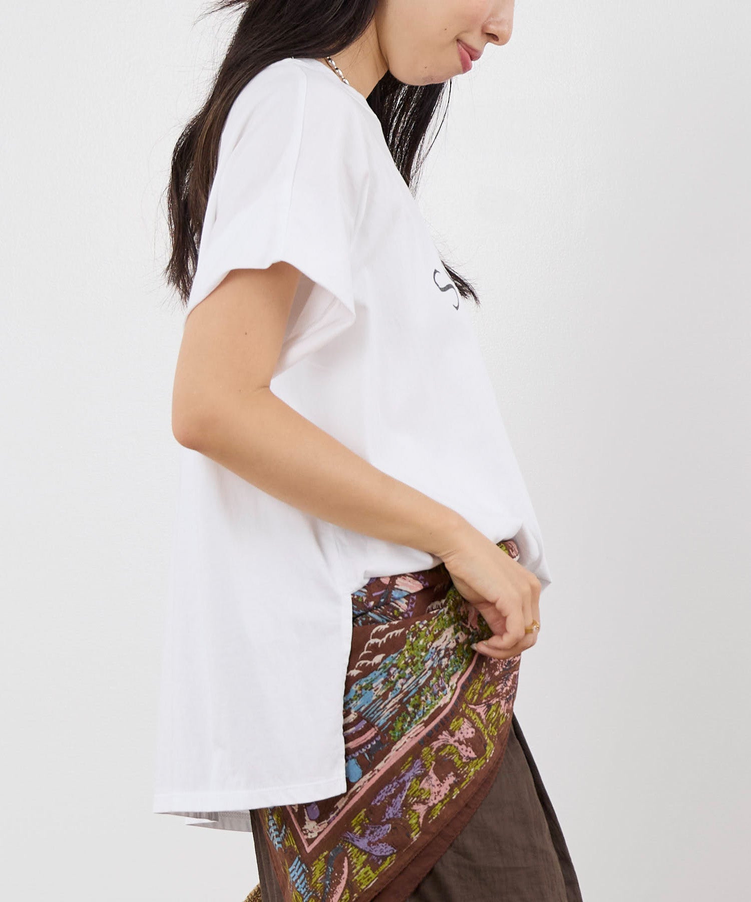 40%off]ラメロゴプリントターンバックスリーブT-shirt | MICA&DEAL