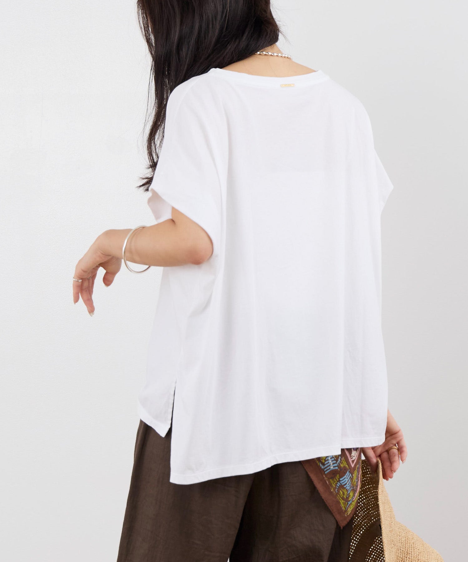 TIME SALE 30%off]ラメロゴプリントターンバックスリーブT-shirt