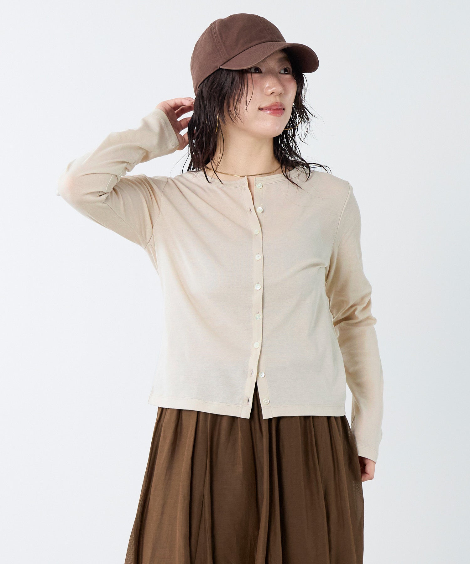 20%off]接触冷感-シアークルーネックカーディガン | MICA&DEAL ONLINE