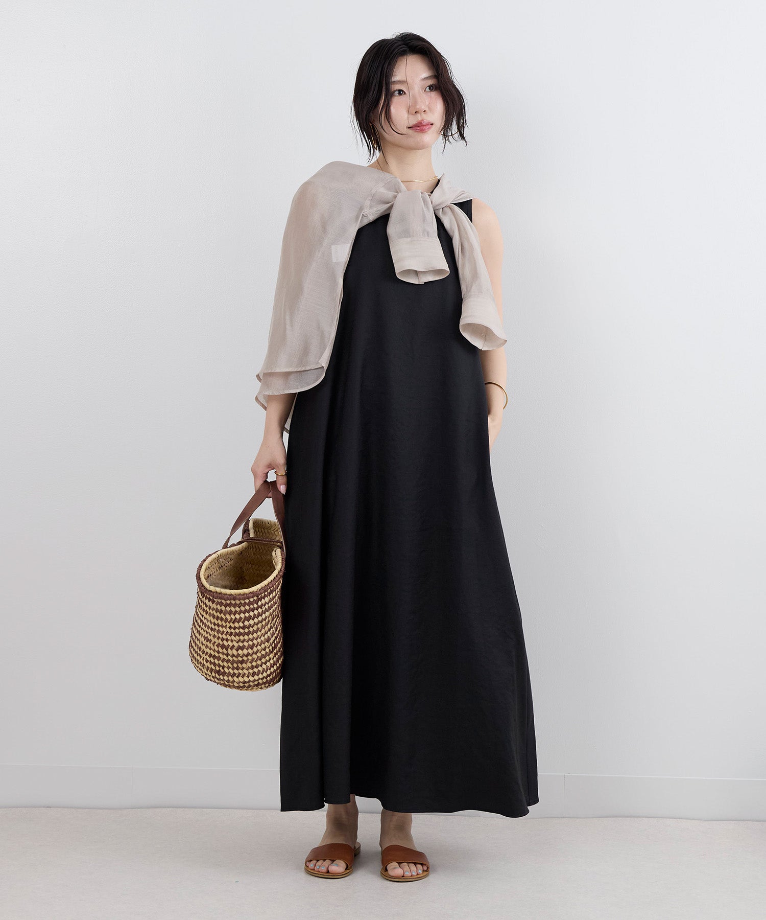 杢調ツイルタンブラーノースリーブワンピース | MICA&DEAL ONLINE STORE