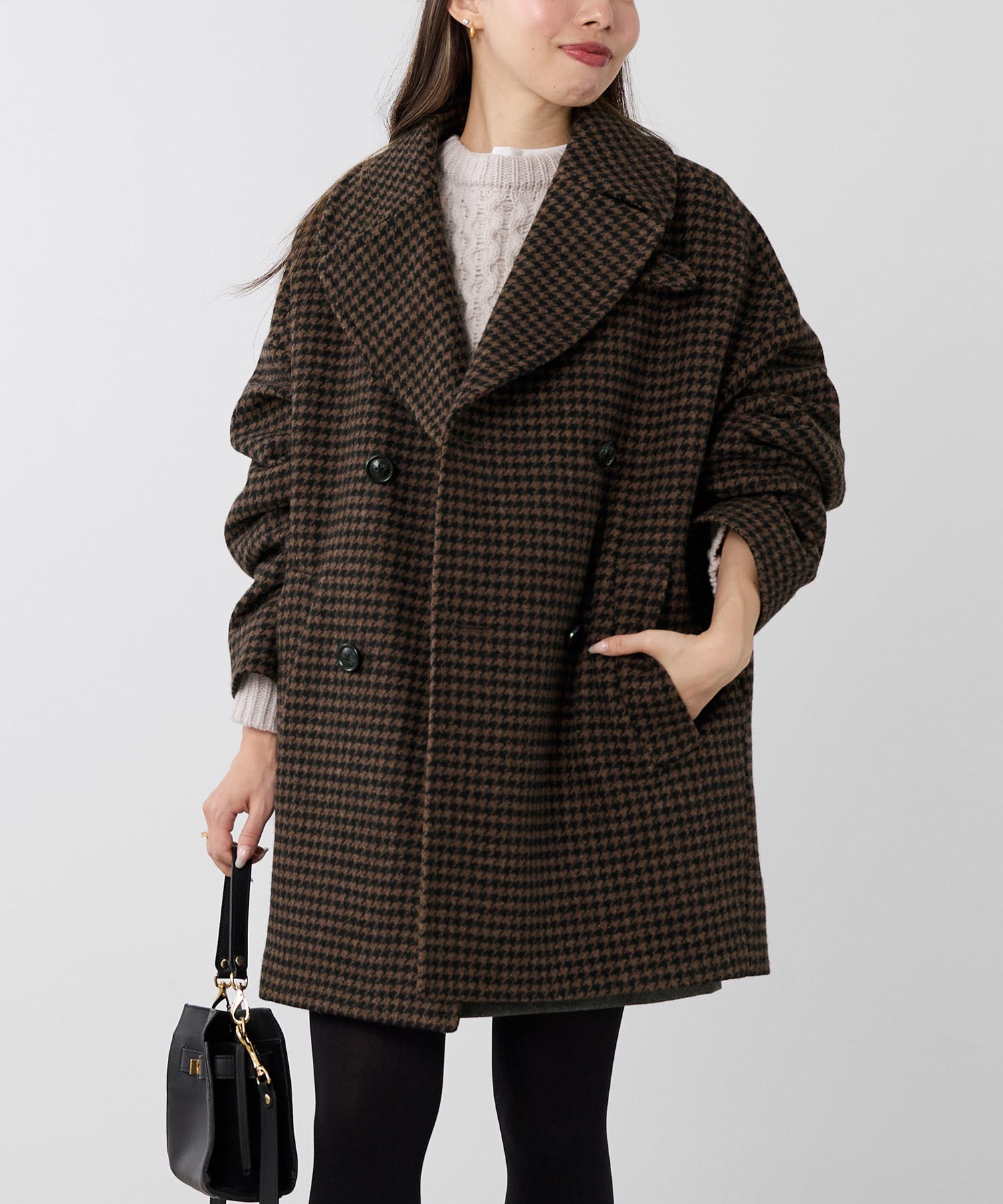 予約】【TICCA】ウールハウンドトゥースピーコート | MICA&DEAL ONLINE