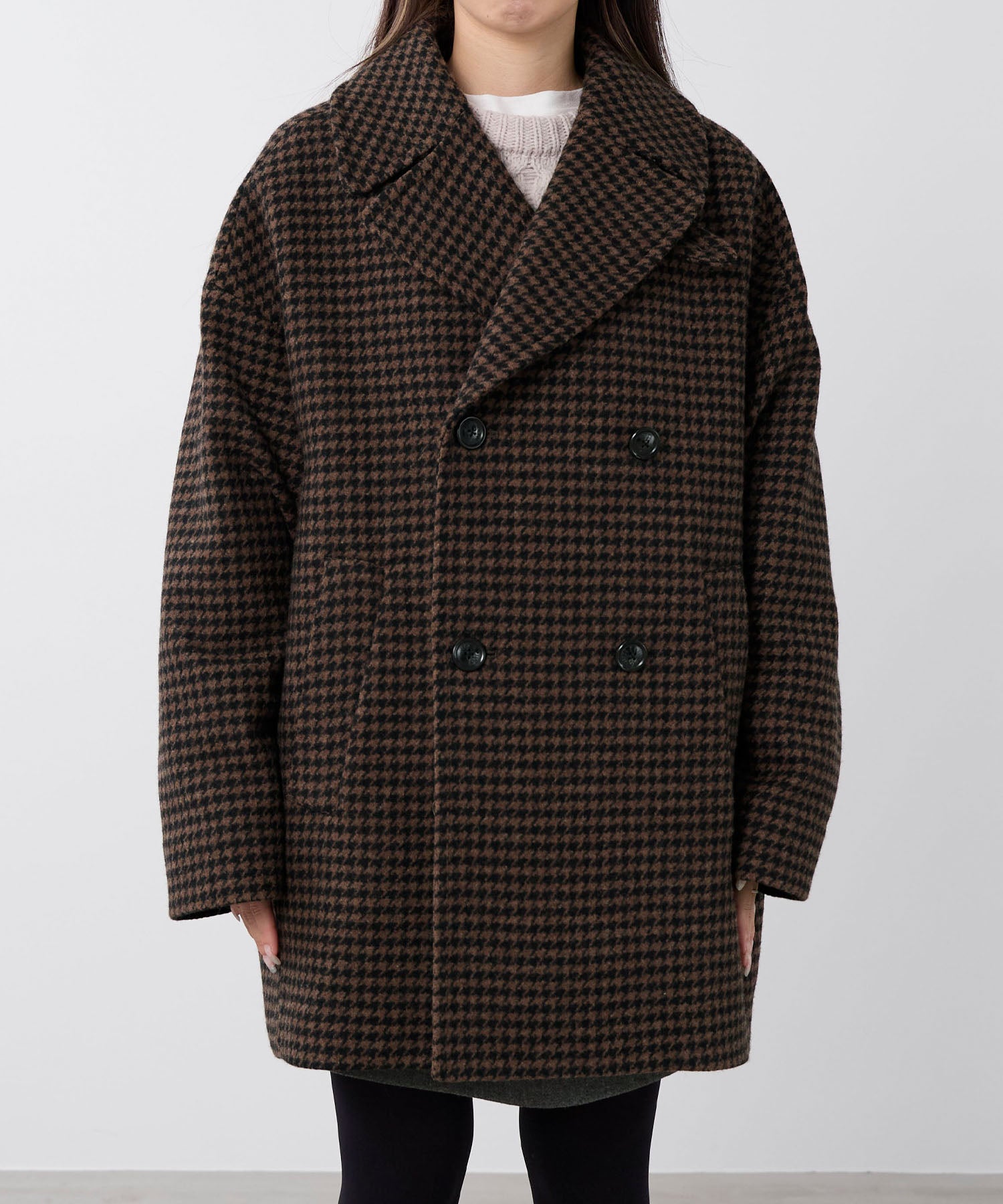 TICCA】ウールハウンドトゥースピーコート | MICA&DEAL ONLINE STORE