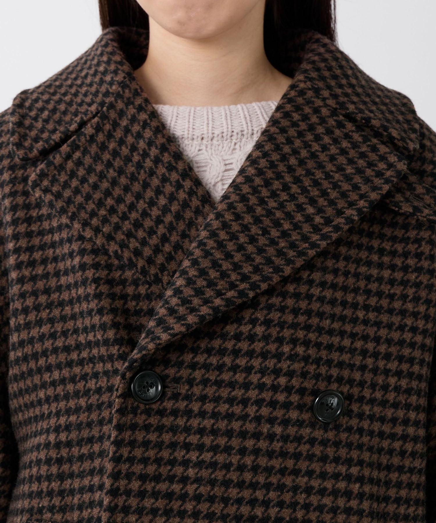 TICCA】ウールハウンドトゥースピーコート | MICA&DEAL ONLINE STORE