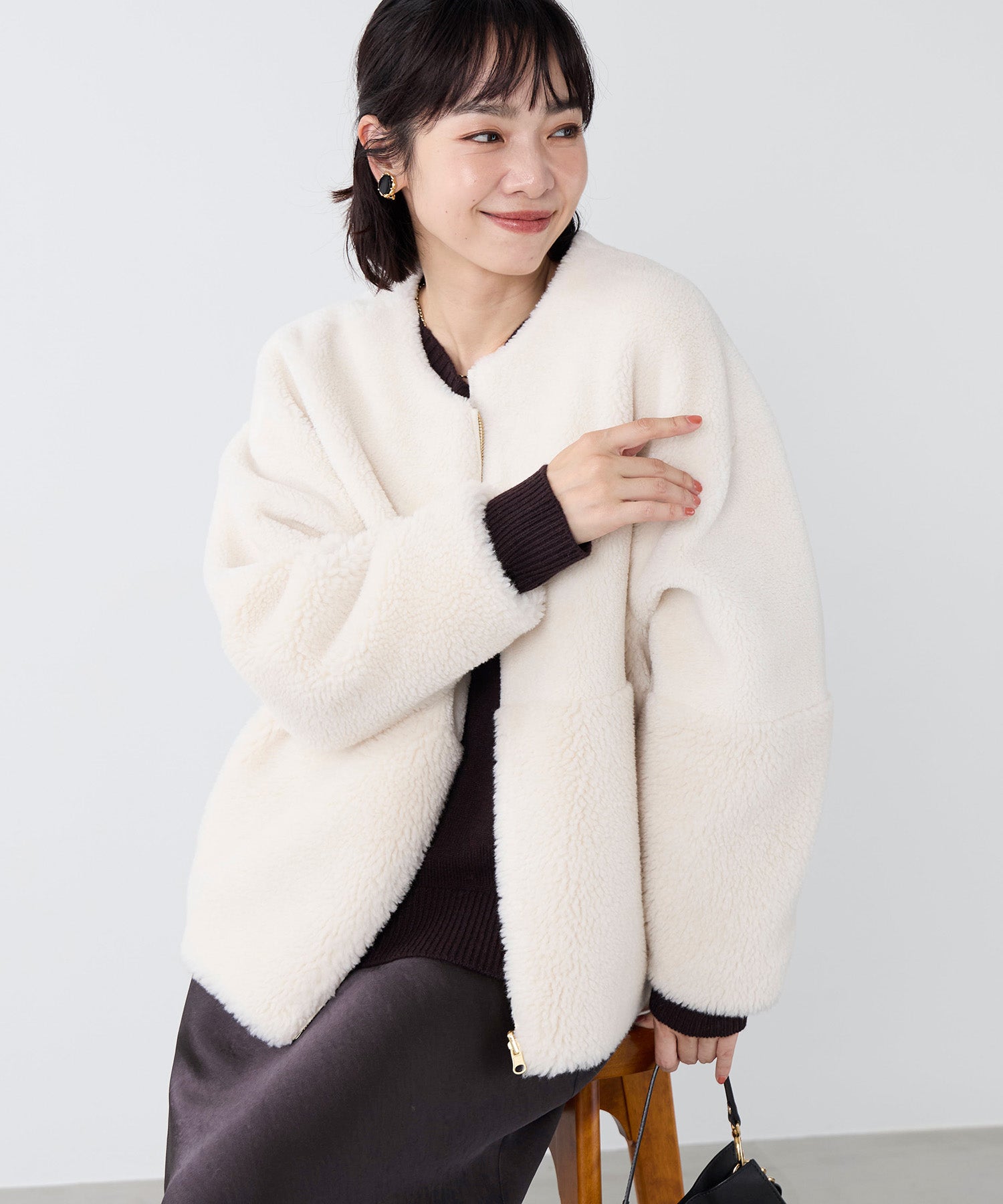 予約】リバーシブルノーカラーボアコート | MICA&DEAL ONLINE STORE
