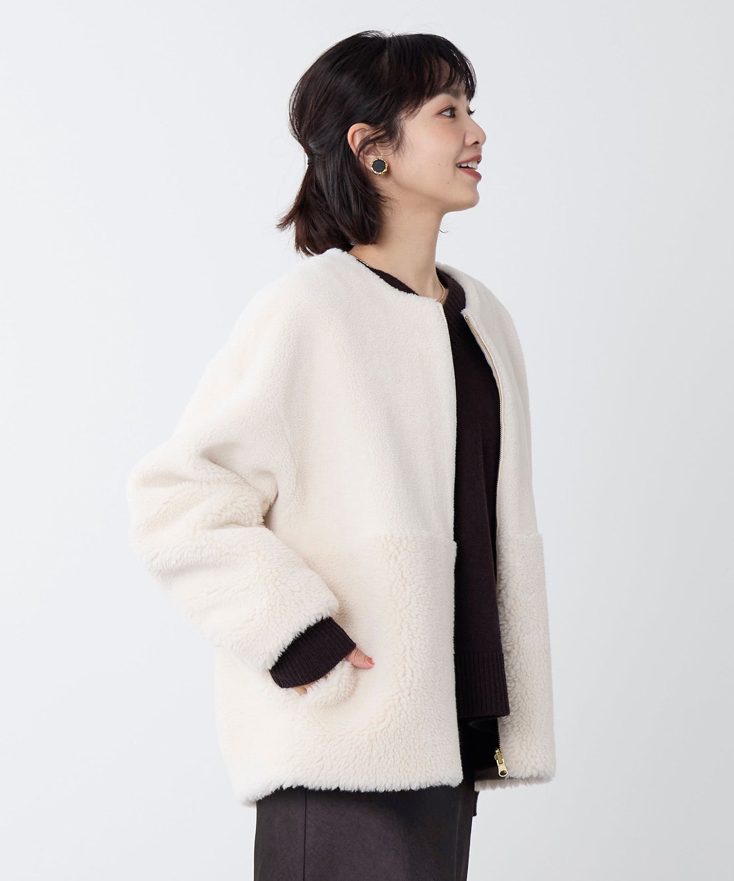 予約】リバーシブルノーカラーボアコート | MICA&DEAL ONLINE STORE