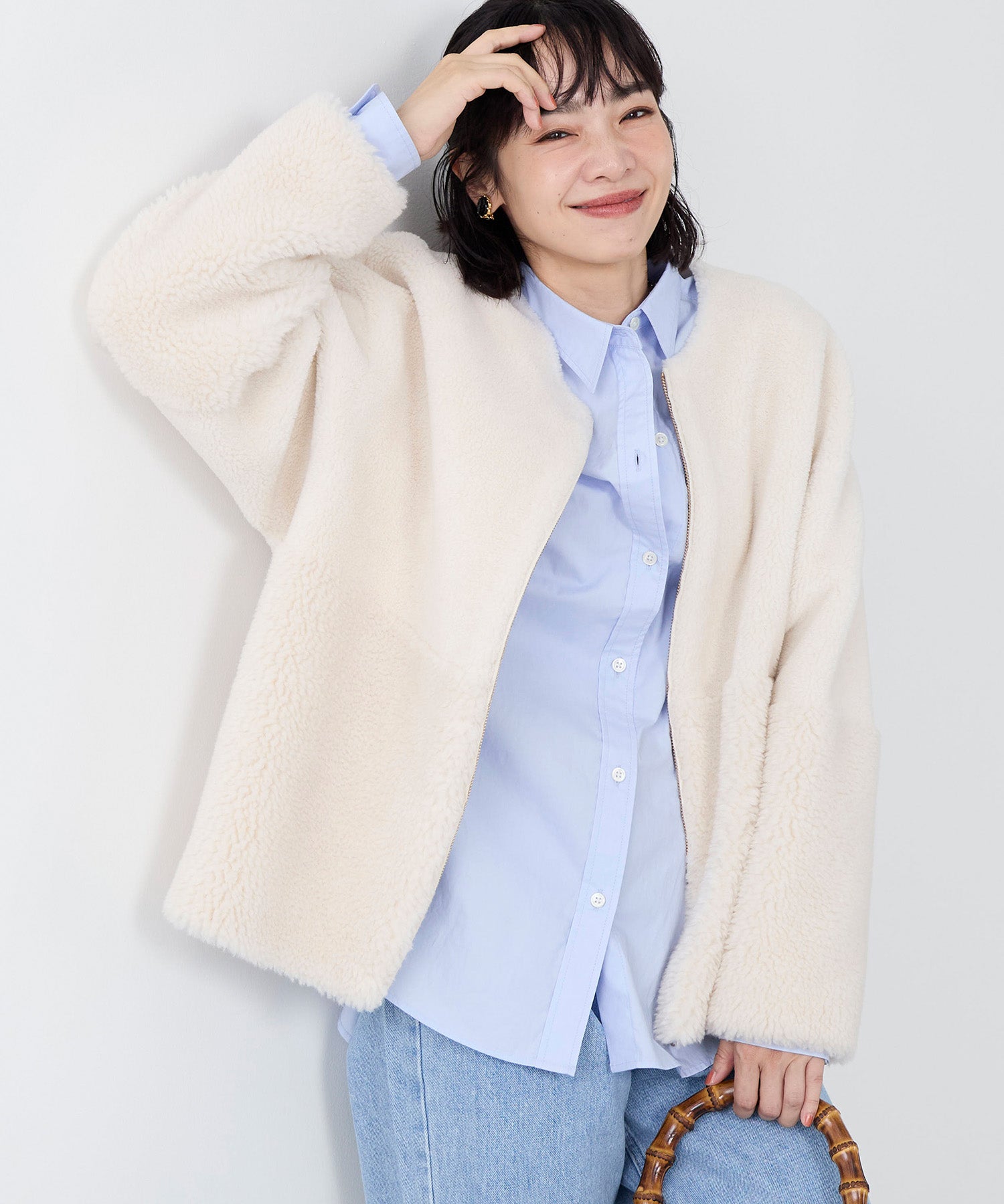 予約】リバーシブルノーカラーボアコート | MICA&DEAL ONLINE STORE