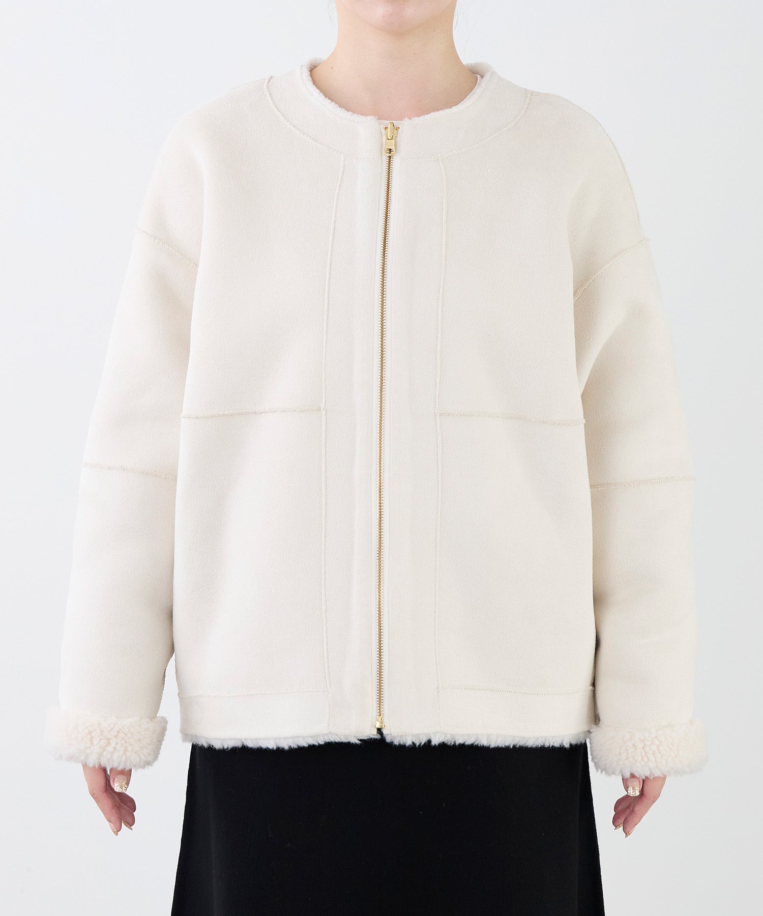 予約】リバーシブルノーカラーボアコート | MICA&DEAL ONLINE STORE