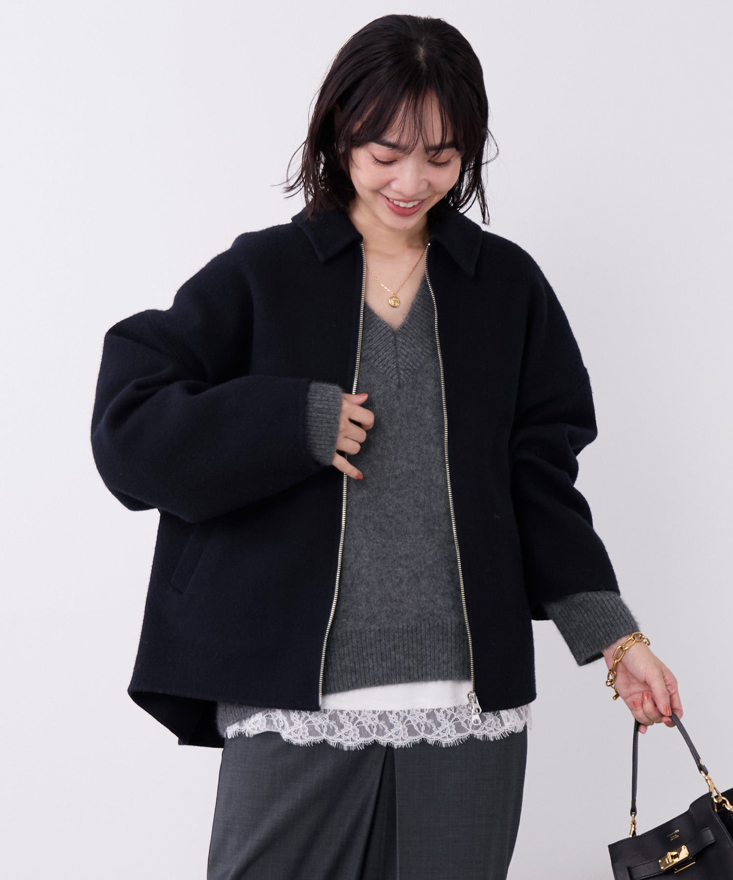 ココ&リリ　新品　MICA&DEAL ノーカラー　ブルゾン　アウター OUTER | アウター