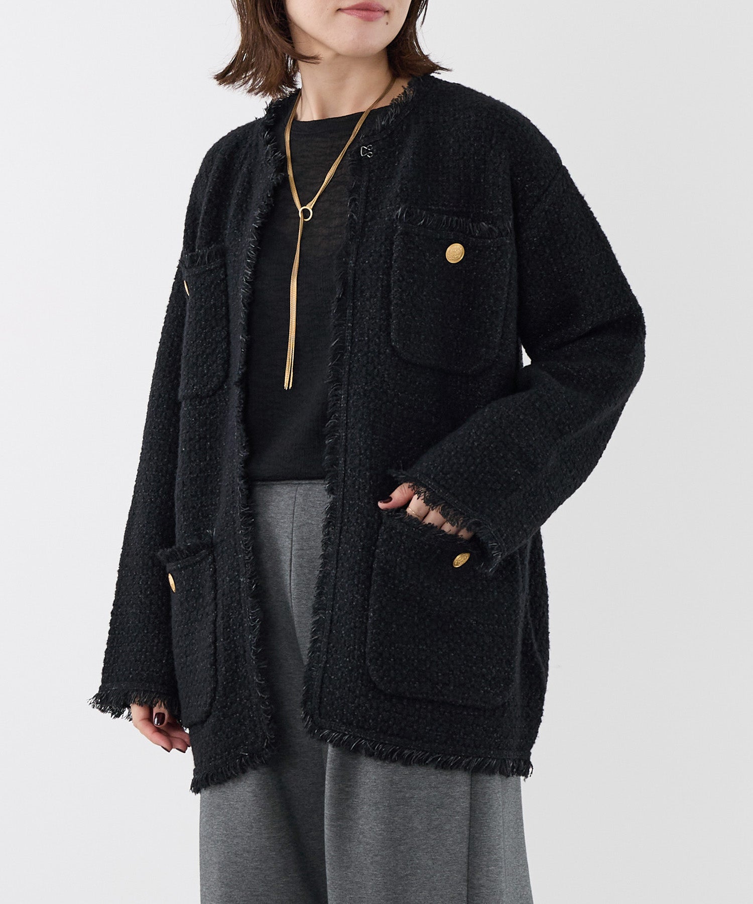 ADAWAS】ツイードニットジャケット-TWEED KNIT JACKET | MICA&DEAL