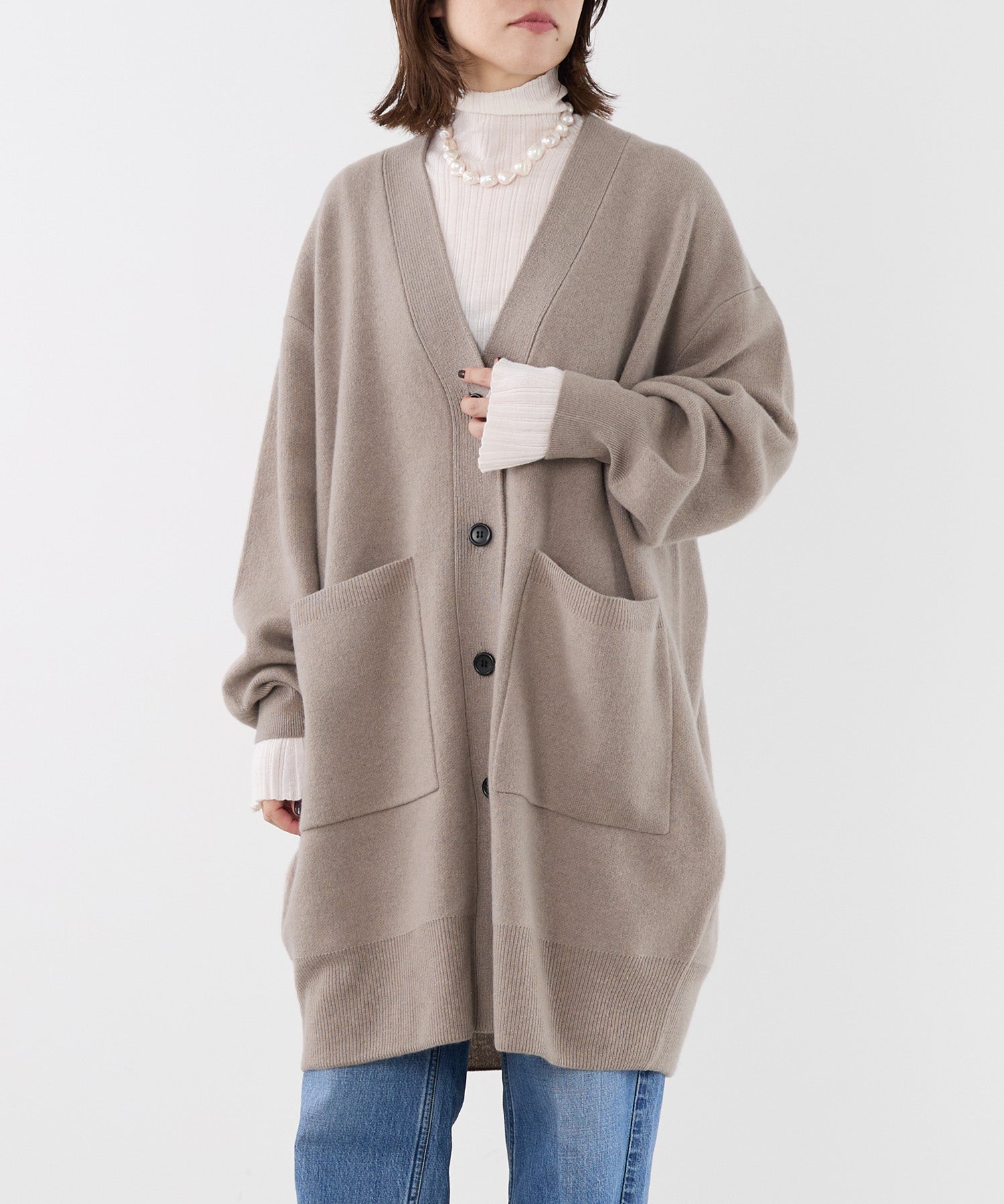 ADAWAS】カシミアブレンドカーディガン-CASHMERE BLEND CARDIGAN